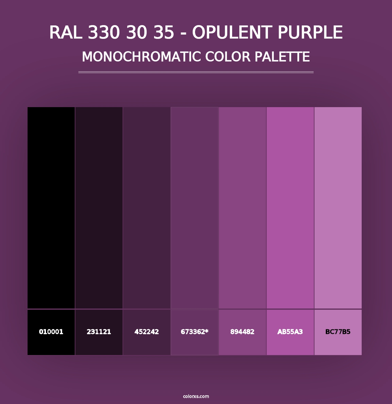 RAL 330 30 35 - Opulent Purple - Monochromatic Color Palette