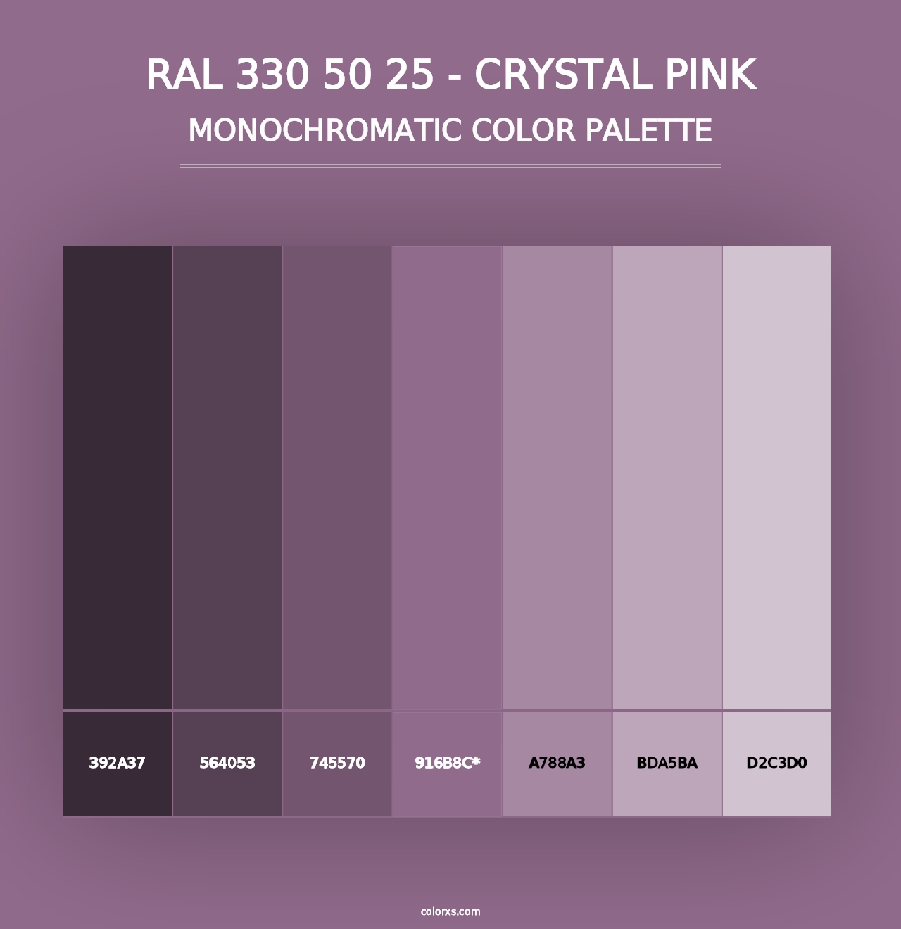 RAL 330 50 25 - Crystal Pink - Monochromatic Color Palette