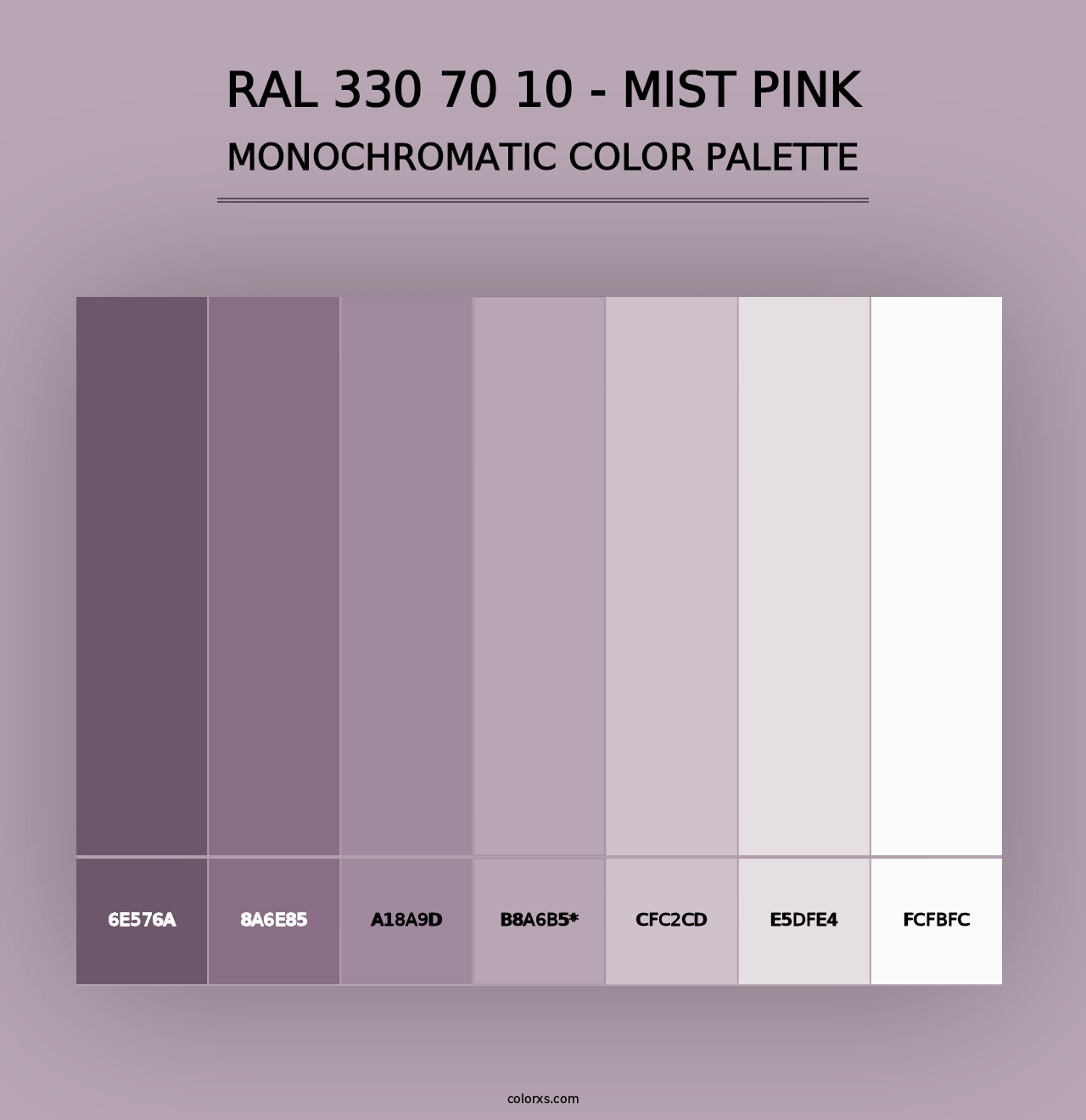 RAL 330 70 10 - Mist Pink - Monochromatic Color Palette