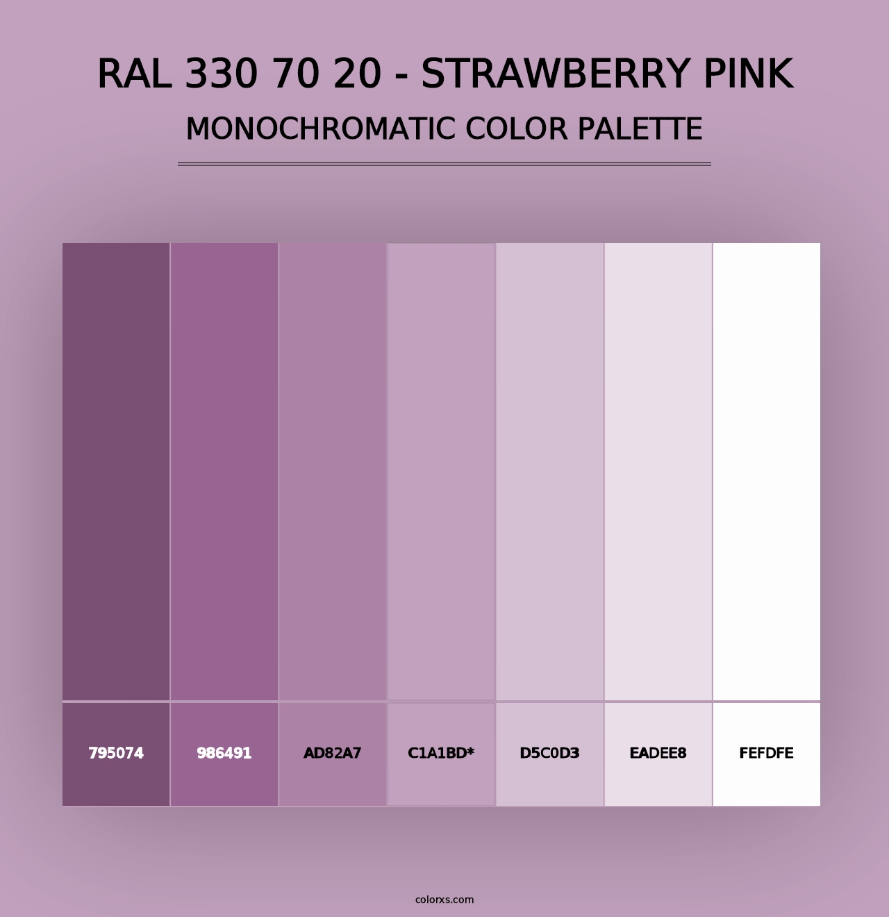 RAL 330 70 20 - Strawberry Pink - Monochromatic Color Palette