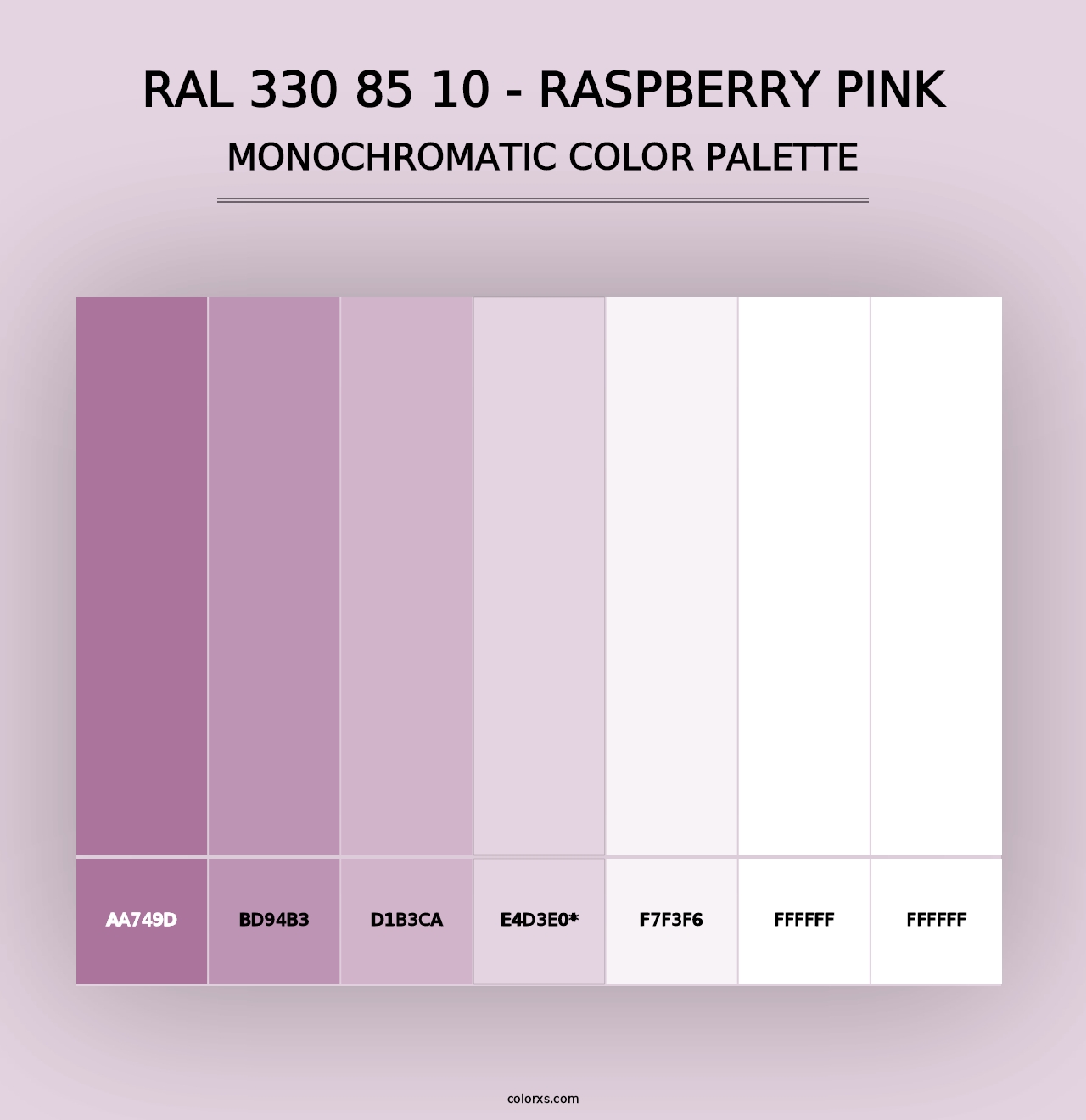 RAL 330 85 10 - Raspberry Pink - Monochromatic Color Palette