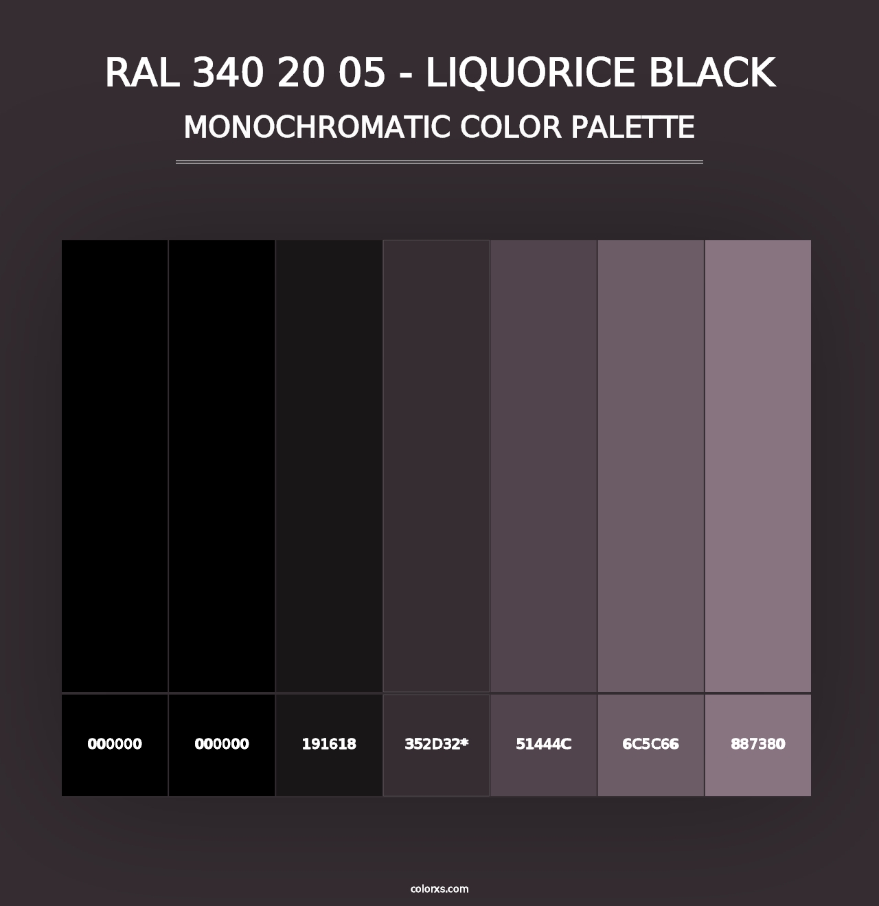 RAL 340 20 05 - Liquorice Black - Monochromatic Color Palette