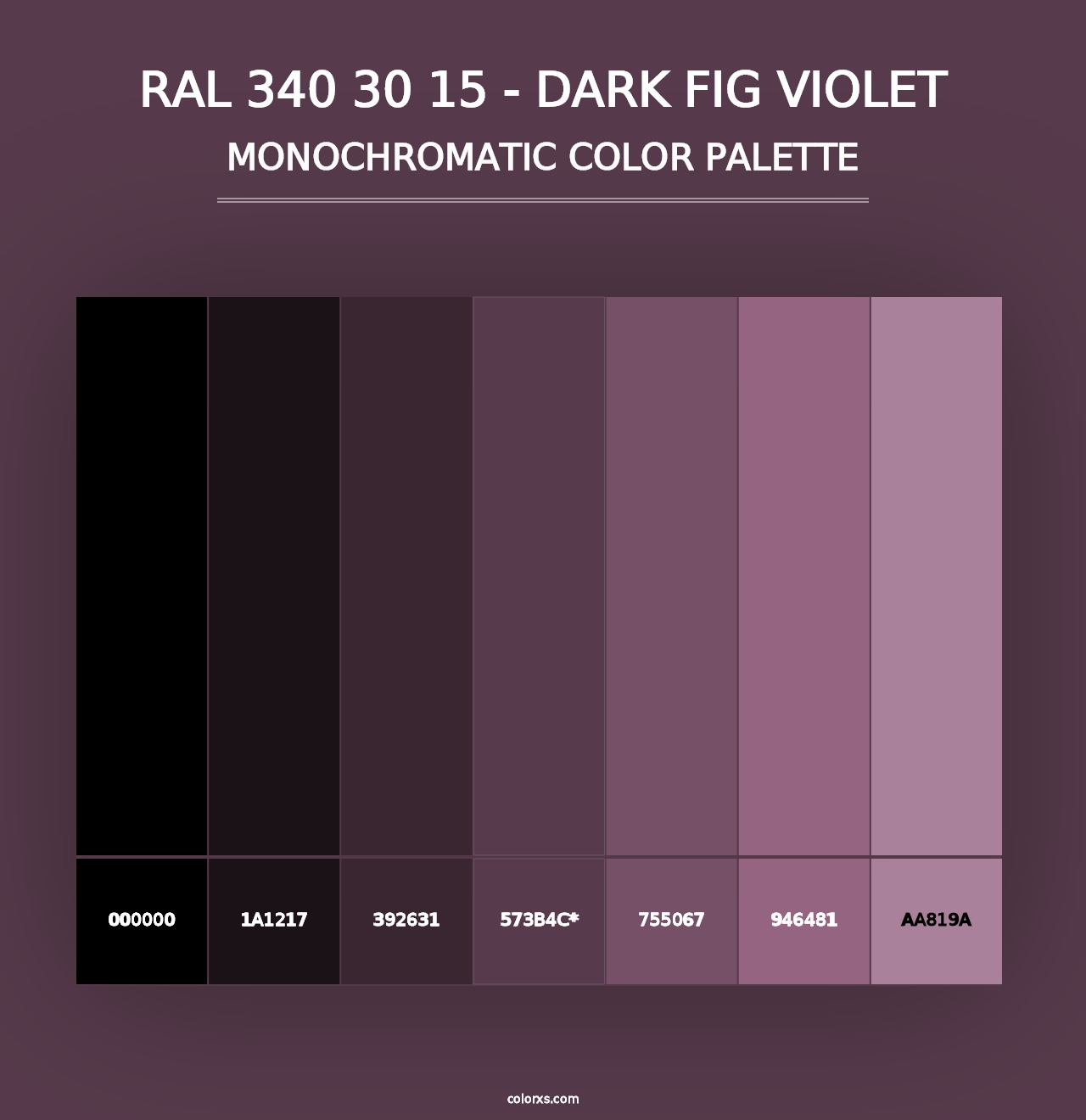 RAL 340 30 15 - Dark Fig Violet - Monochromatic Color Palette