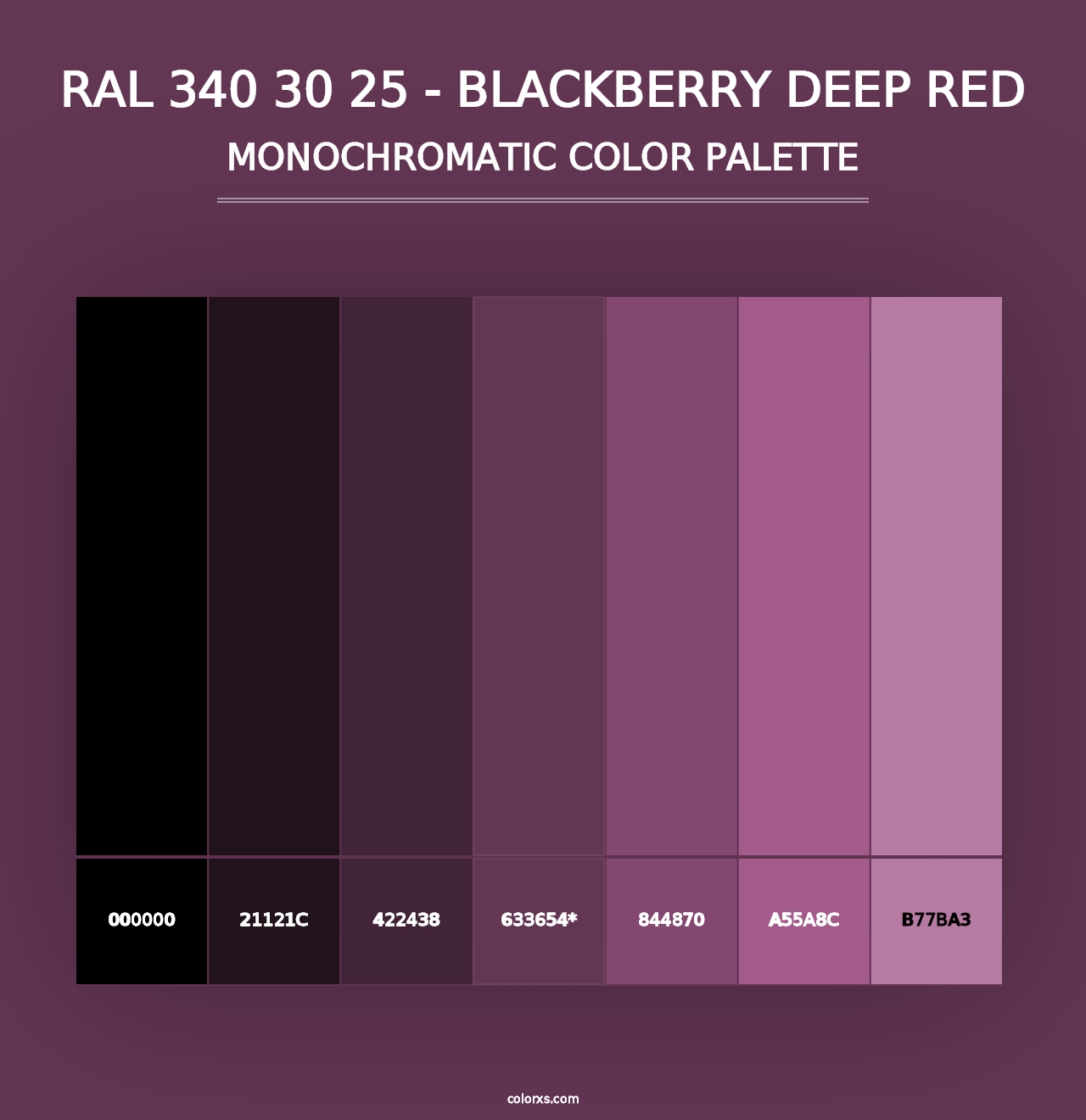 RAL 340 30 25 - Blackberry Deep Red - Monochromatic Color Palette