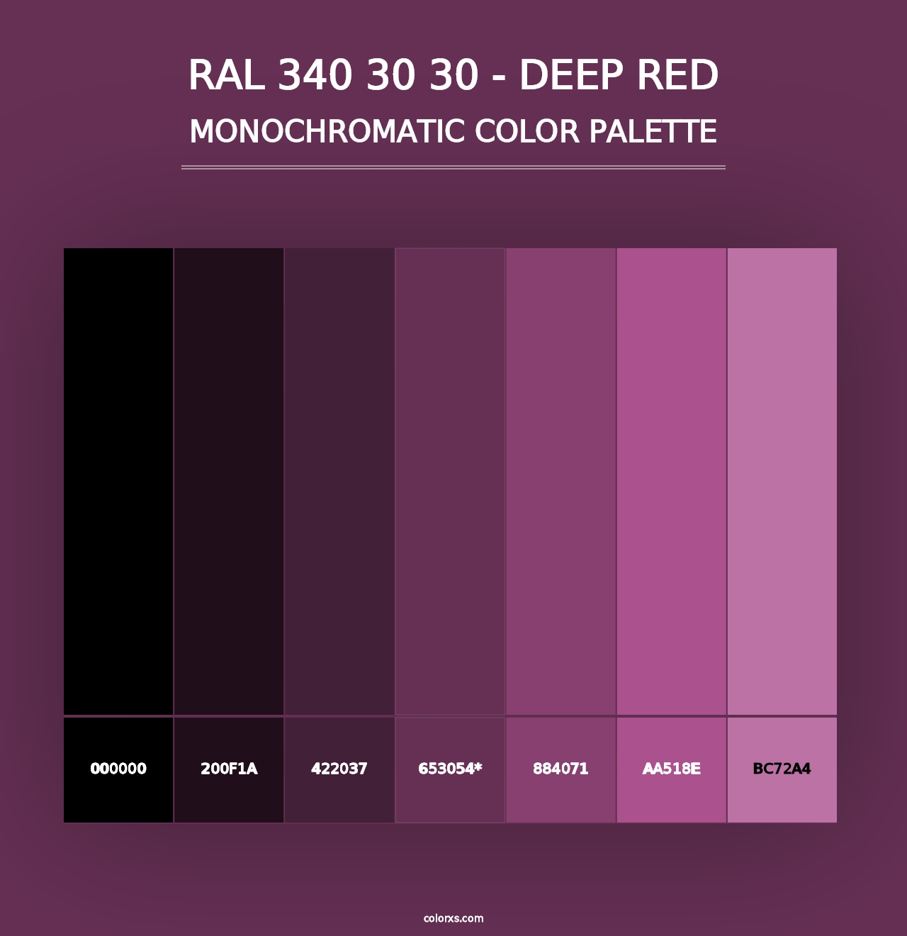 RAL 340 30 30 - Deep Red - Monochromatic Color Palette