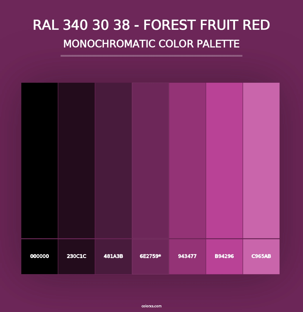 RAL 340 30 38 - Forest Fruit Red - Monochromatic Color Palette