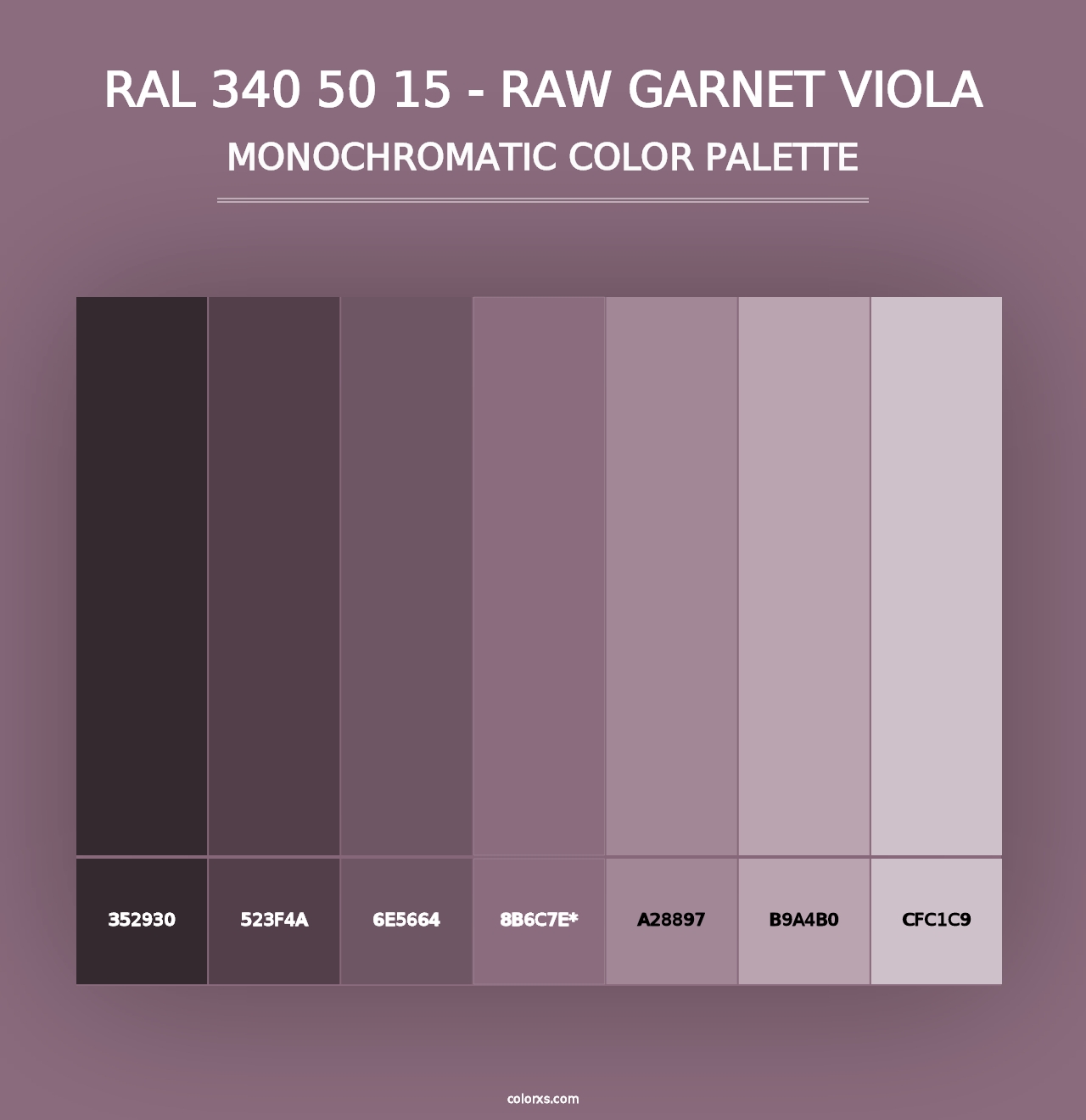 RAL 340 50 15 - Raw Garnet Viola - Monochromatic Color Palette