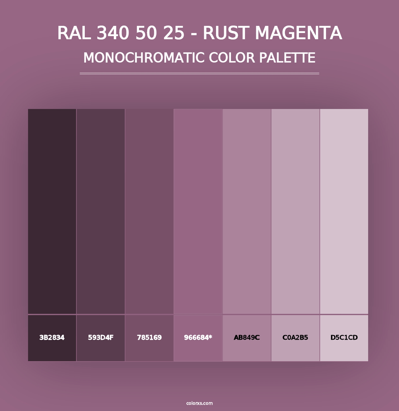 RAL 340 50 25 - Rust Magenta - Monochromatic Color Palette