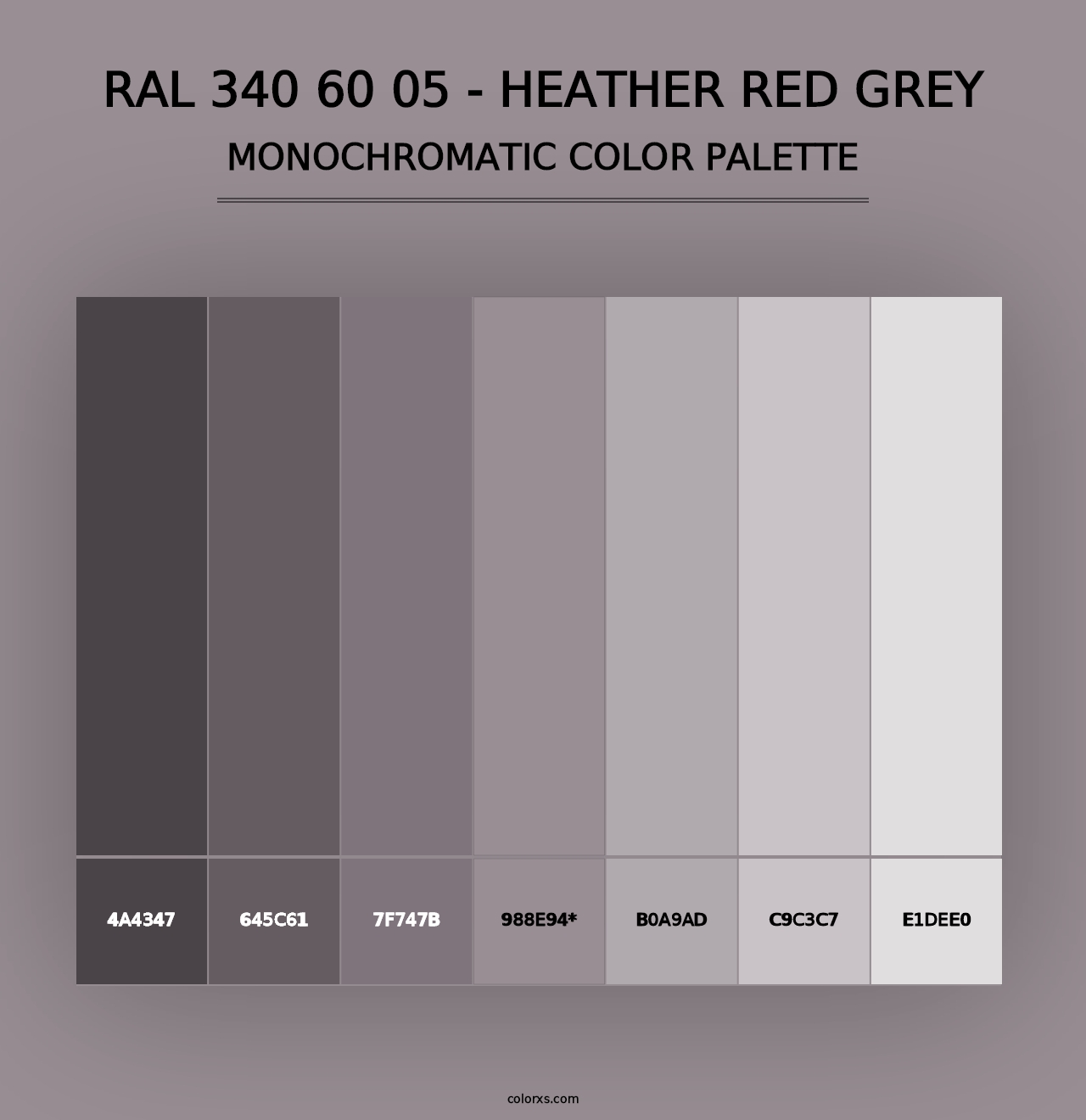 RAL 340 60 05 - Heather Red Grey - Monochromatic Color Palette