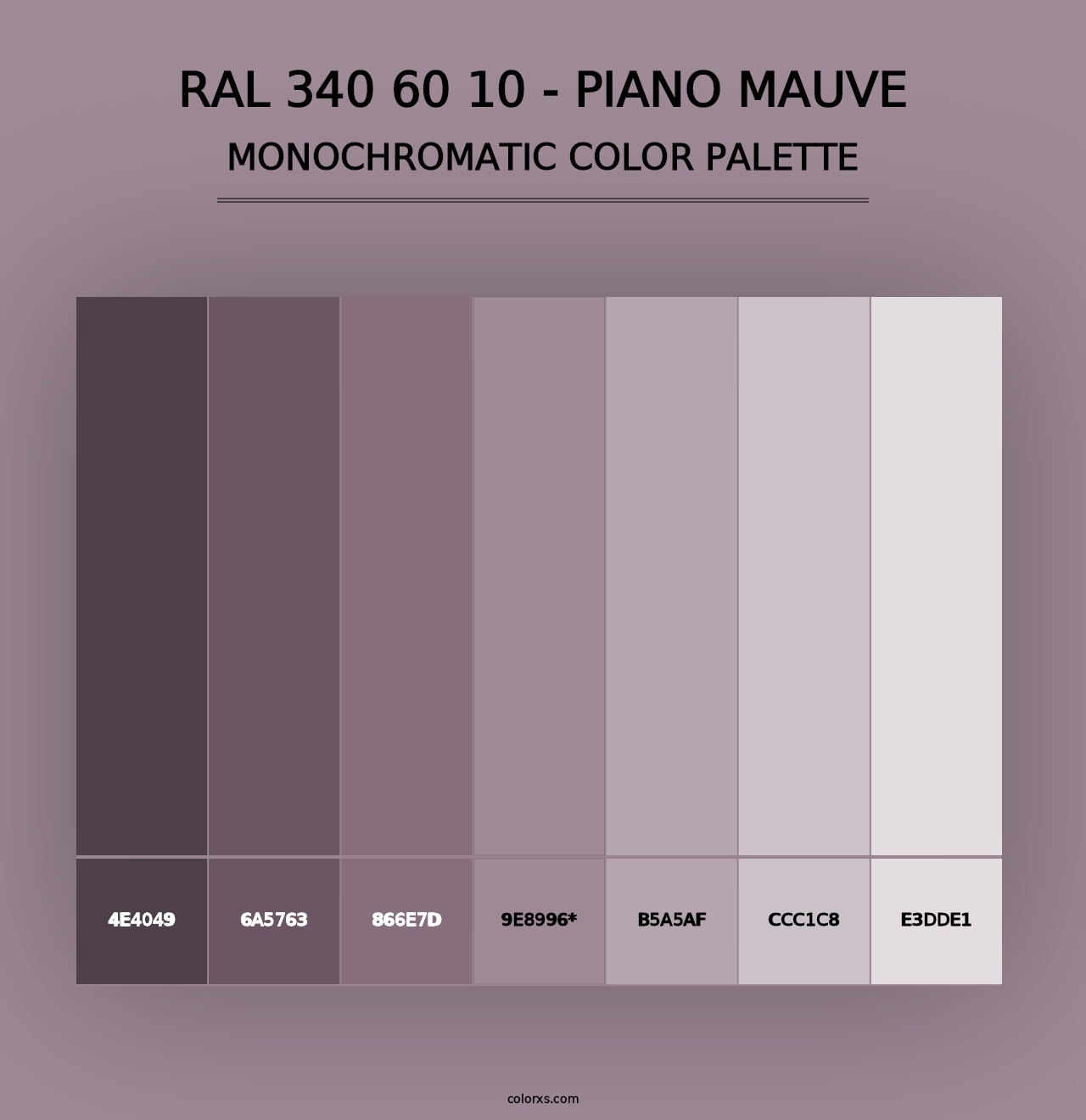 RAL 340 60 10 - Piano Mauve - Monochromatic Color Palette