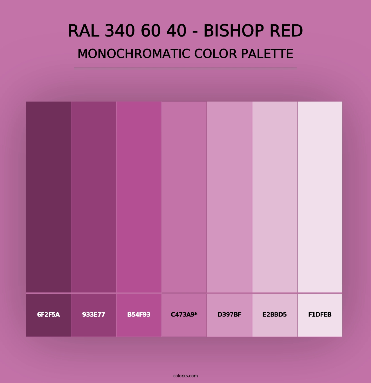 RAL 340 60 40 - Bishop Red - Monochromatic Color Palette