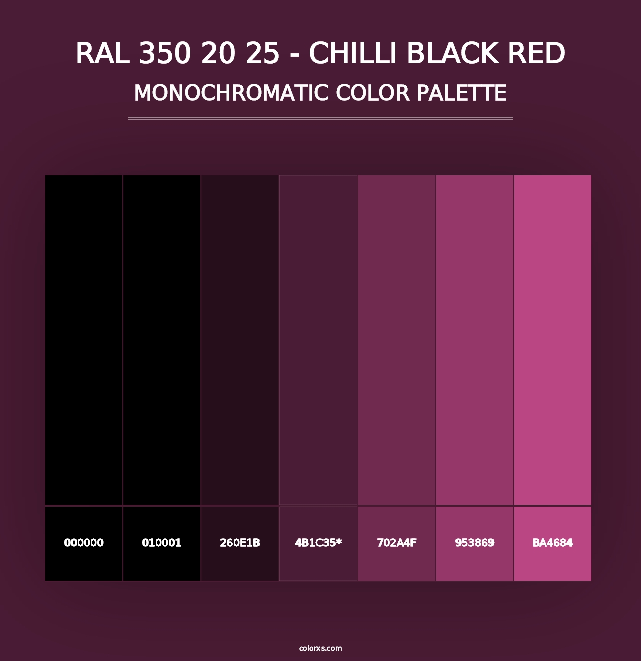 RAL 350 20 25 - Chilli Black Red - Monochromatic Color Palette