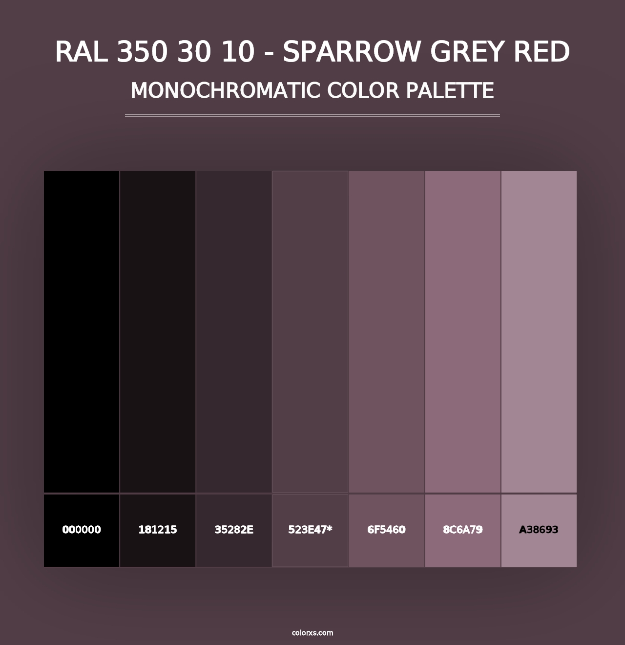 RAL 350 30 10 - Sparrow Grey Red - Monochromatic Color Palette