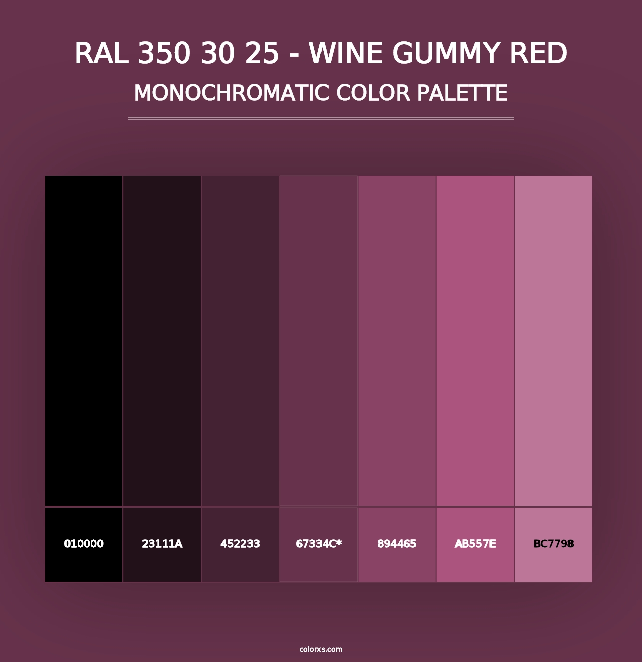 RAL 350 30 25 - Wine Gummy Red - Monochromatic Color Palette