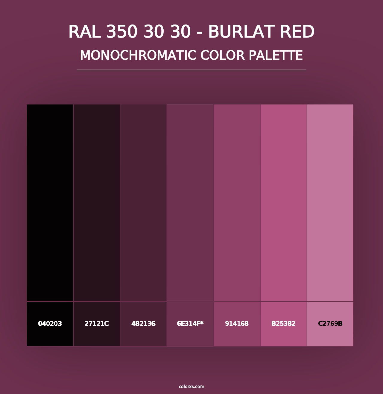 RAL 350 30 30 - Burlat Red - Monochromatic Color Palette