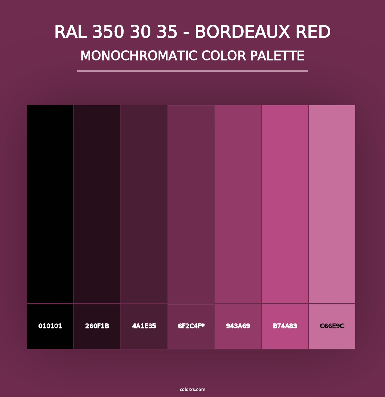 RAL 350 30 35 - Bordeaux Red - Monochromatic Color Palette