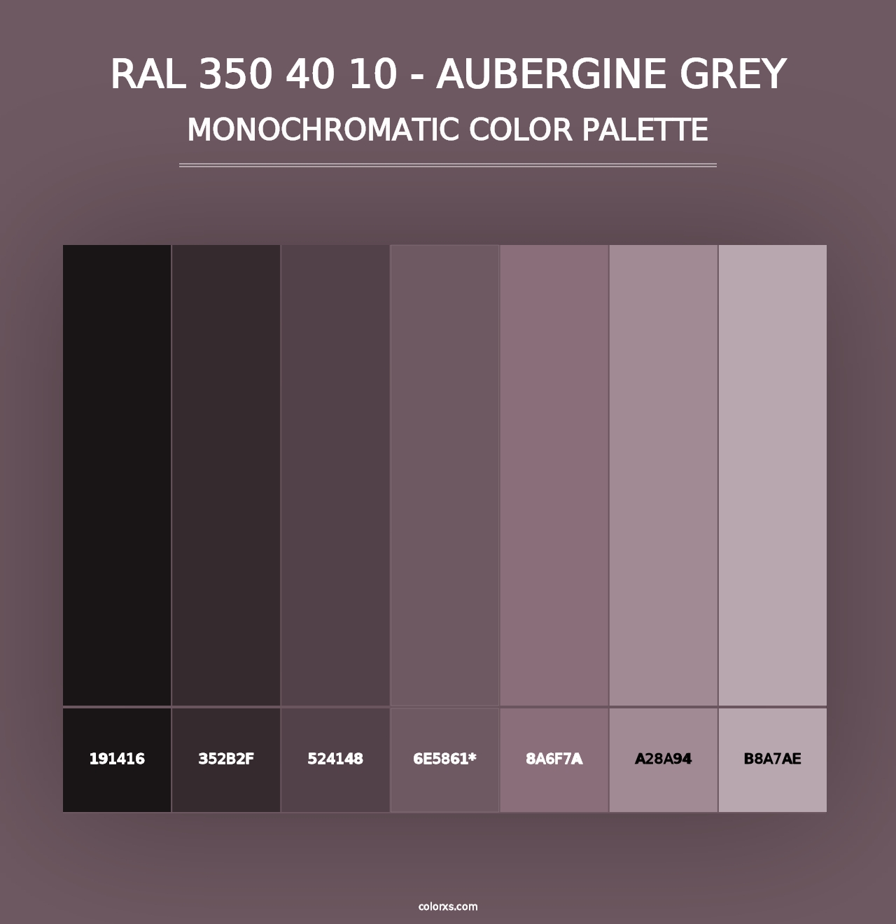 RAL 350 40 10 - Aubergine Grey - Monochromatic Color Palette