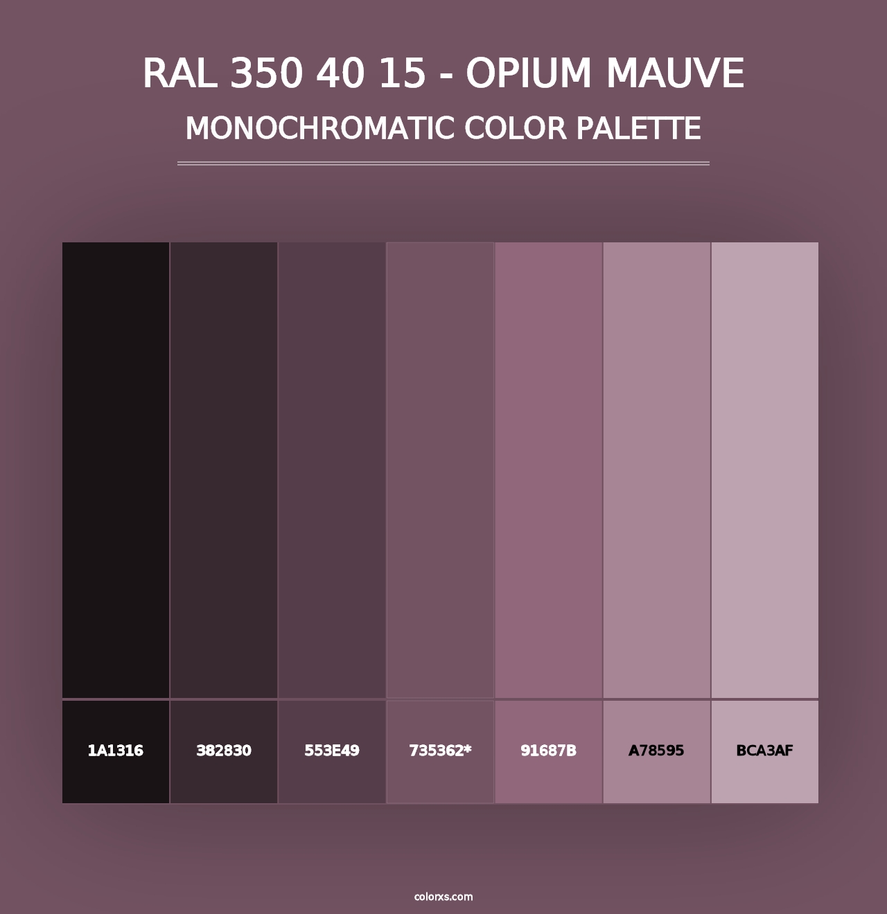 RAL 350 40 15 - Opium Mauve - Monochromatic Color Palette