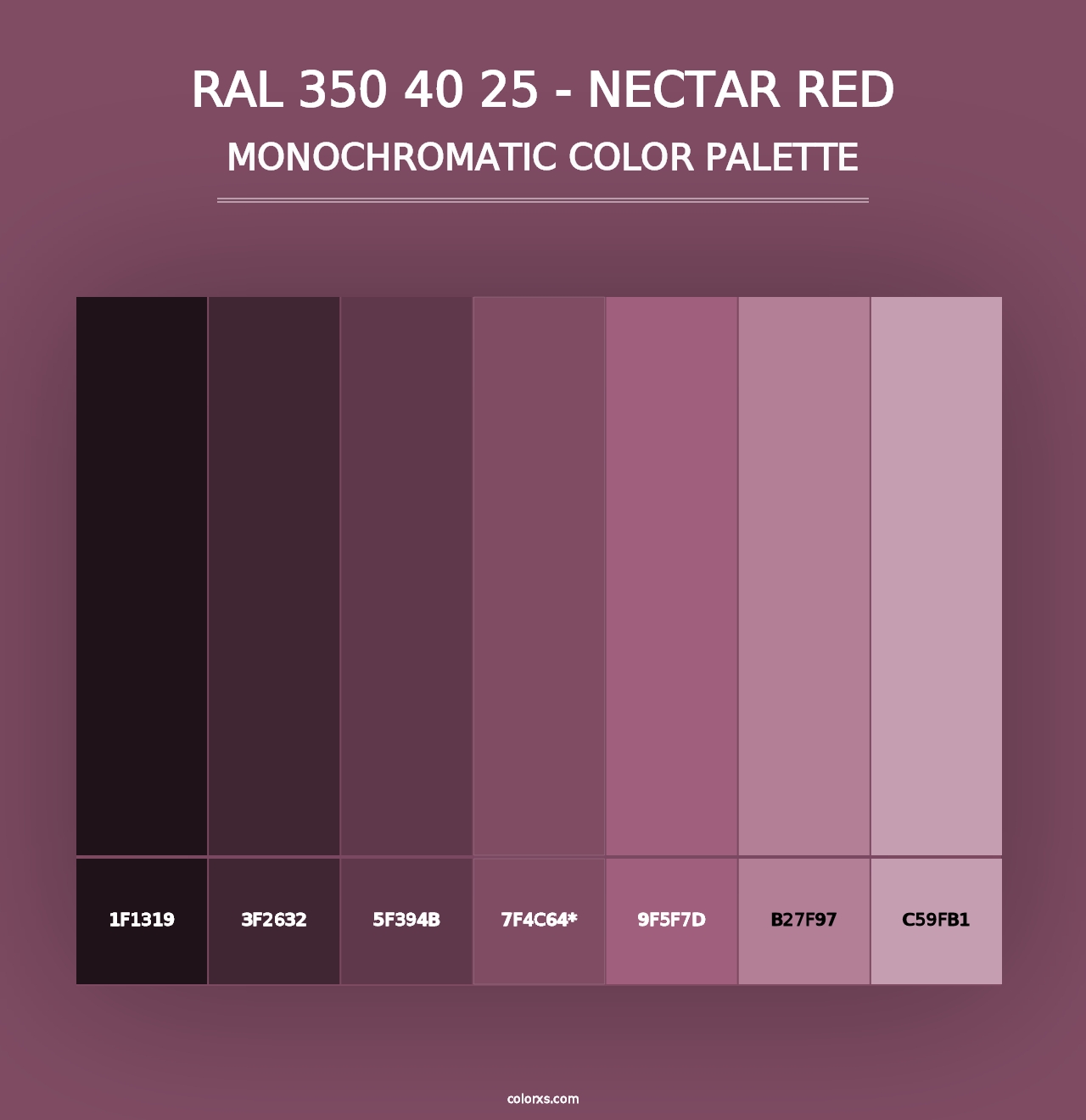 RAL 350 40 25 - Nectar Red - Monochromatic Color Palette