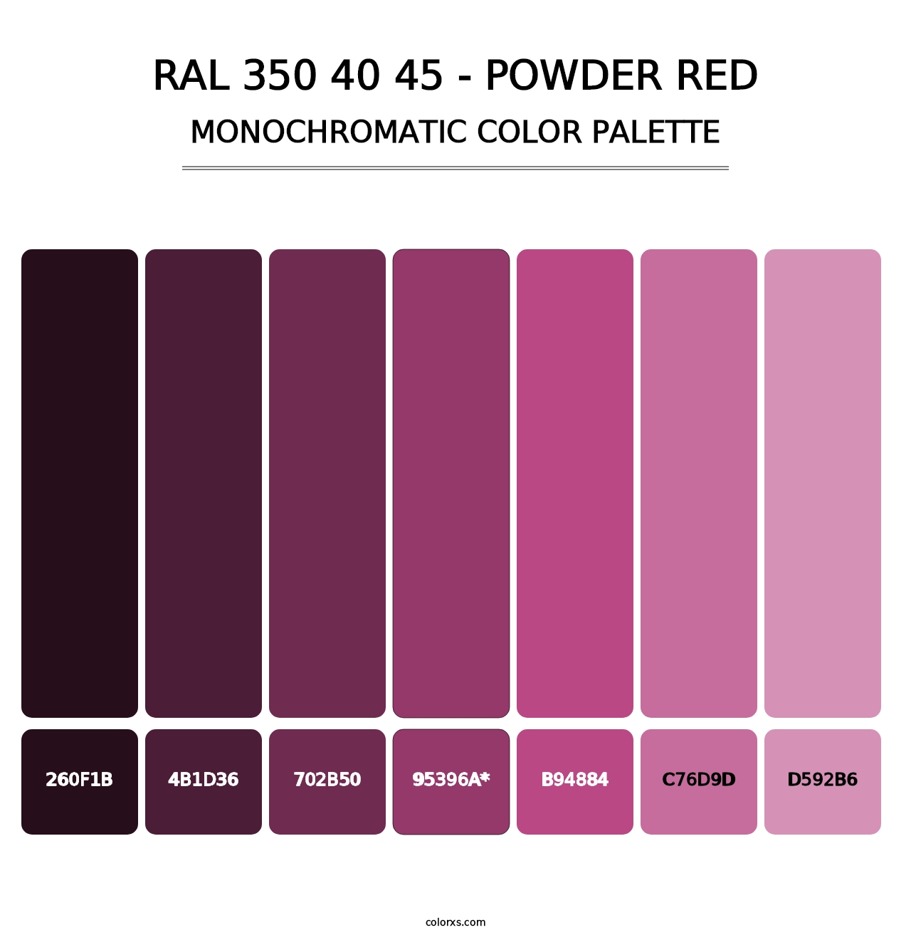 RAL 350 40 45 - Powder Red - Monochromatic Color Palette