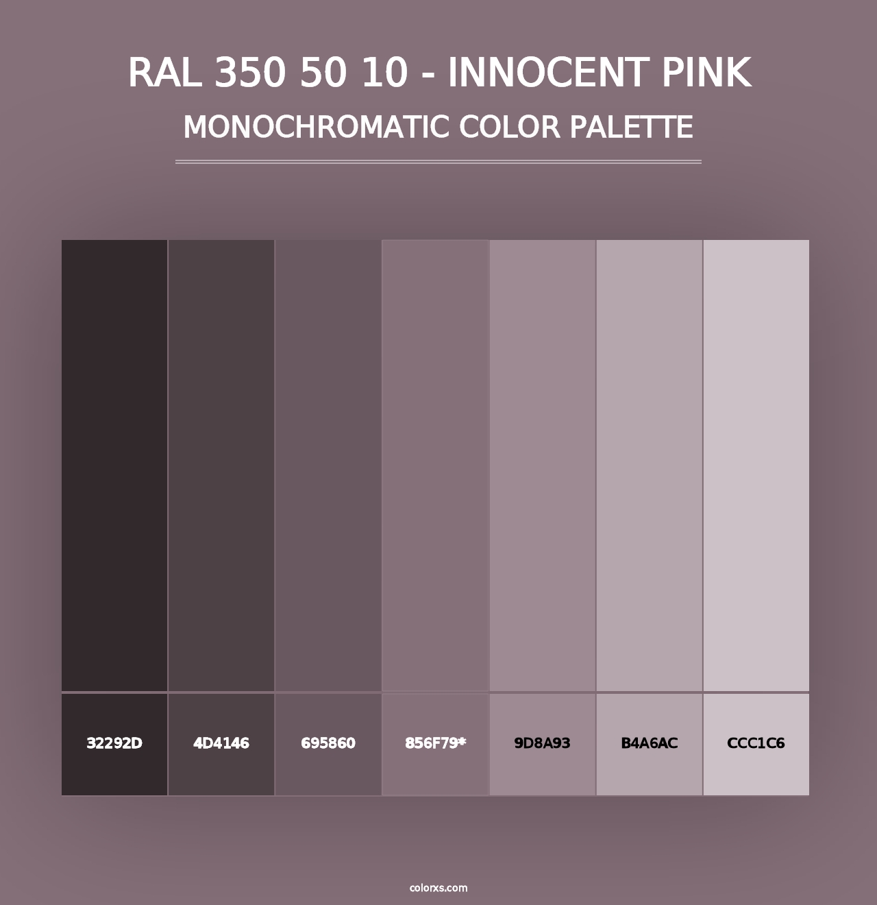 RAL 350 50 10 - Innocent Pink - Monochromatic Color Palette