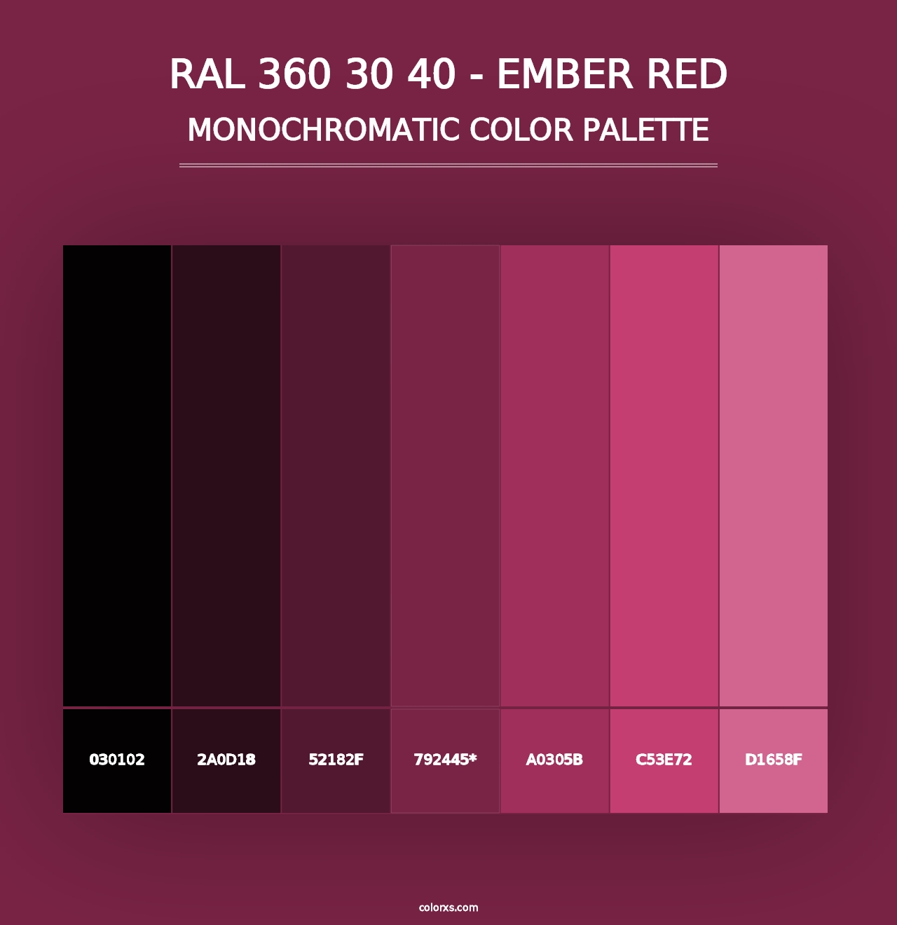 RAL 360 30 40 - Ember Red - Monochromatic Color Palette