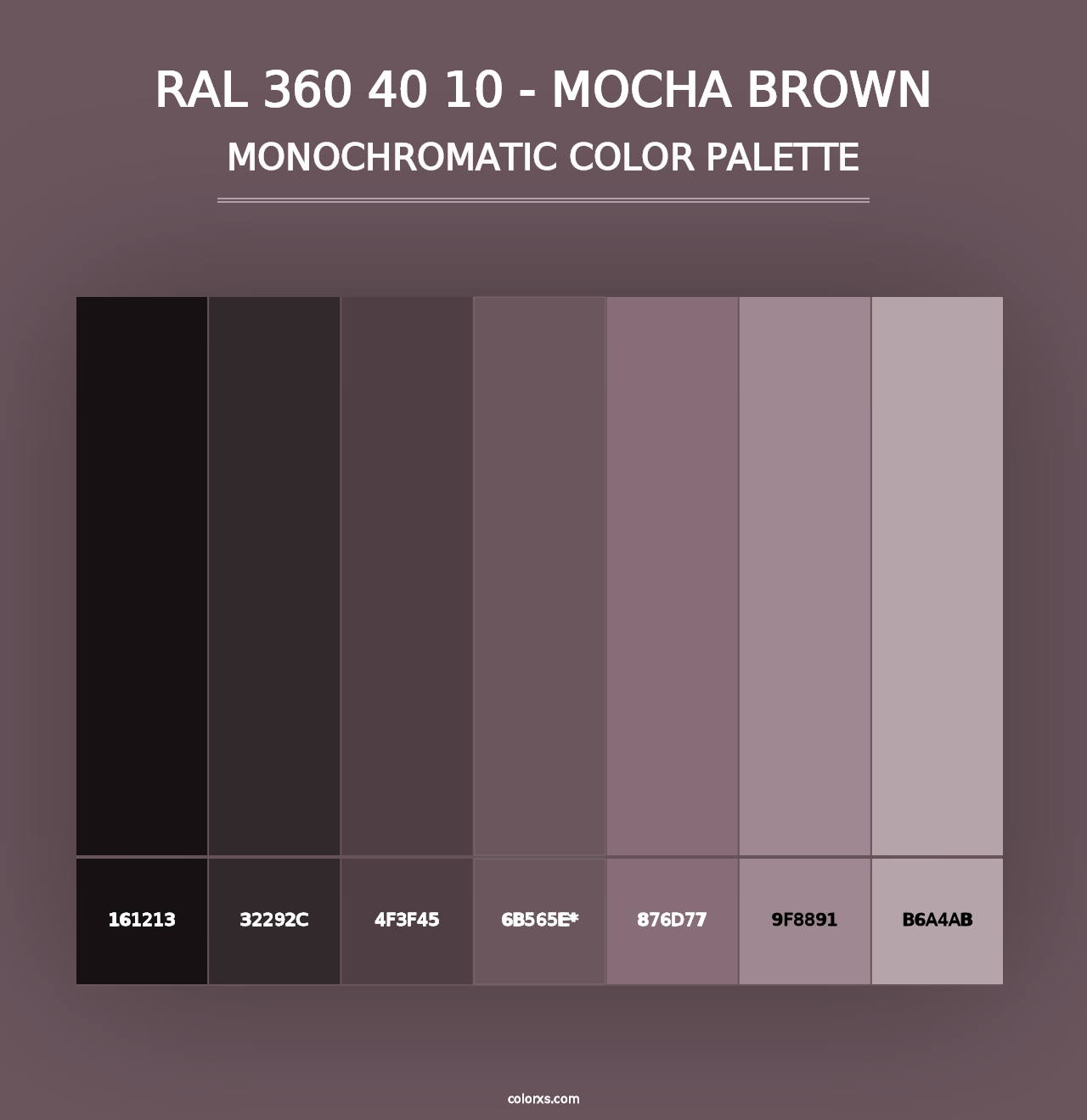 RAL 360 40 10 - Mocha Brown - Monochromatic Color Palette