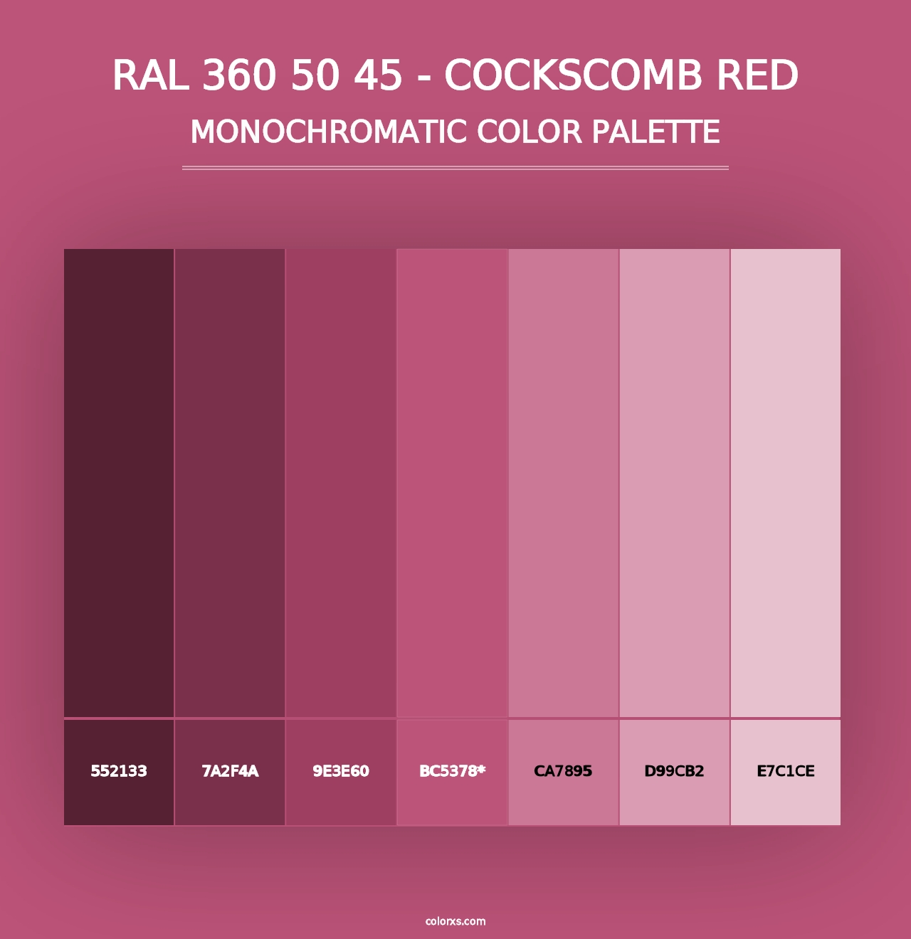 RAL 360 50 45 - Cockscomb Red - Monochromatic Color Palette