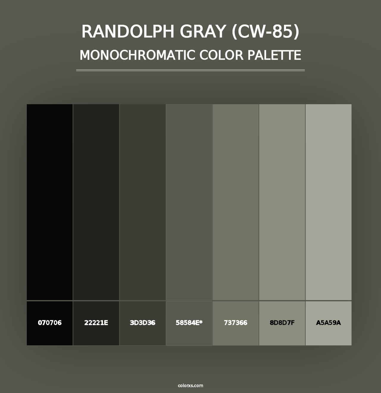 Randolph Gray (CW-85) - Monochromatic Color Palette