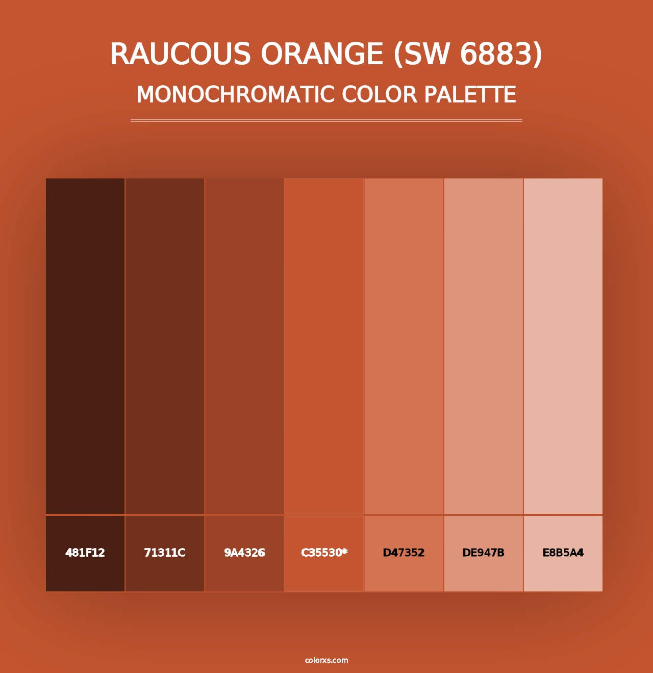 Raucous Orange (SW 6883) - Monochromatic Color Palette