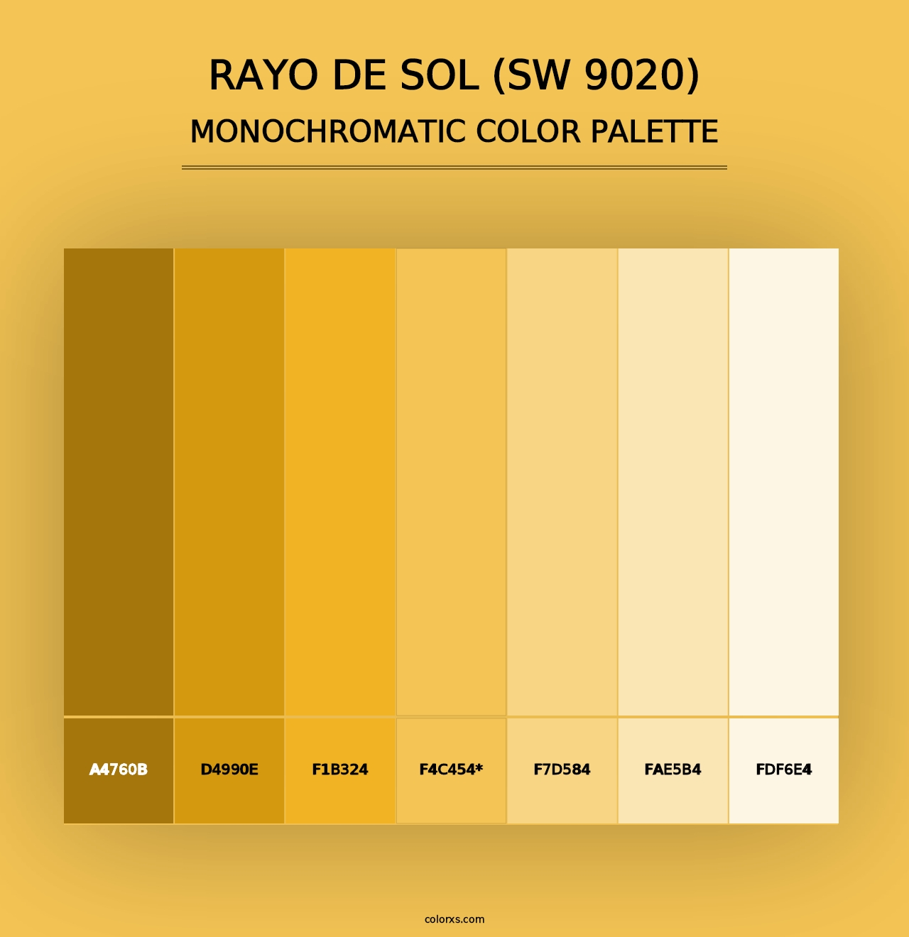 Rayo de Sol (SW 9020) - Monochromatic Color Palette