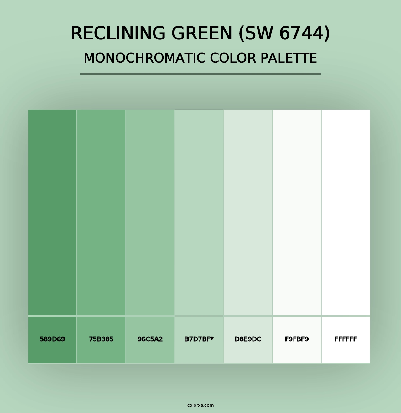 Reclining Green (SW 6744) - Monochromatic Color Palette