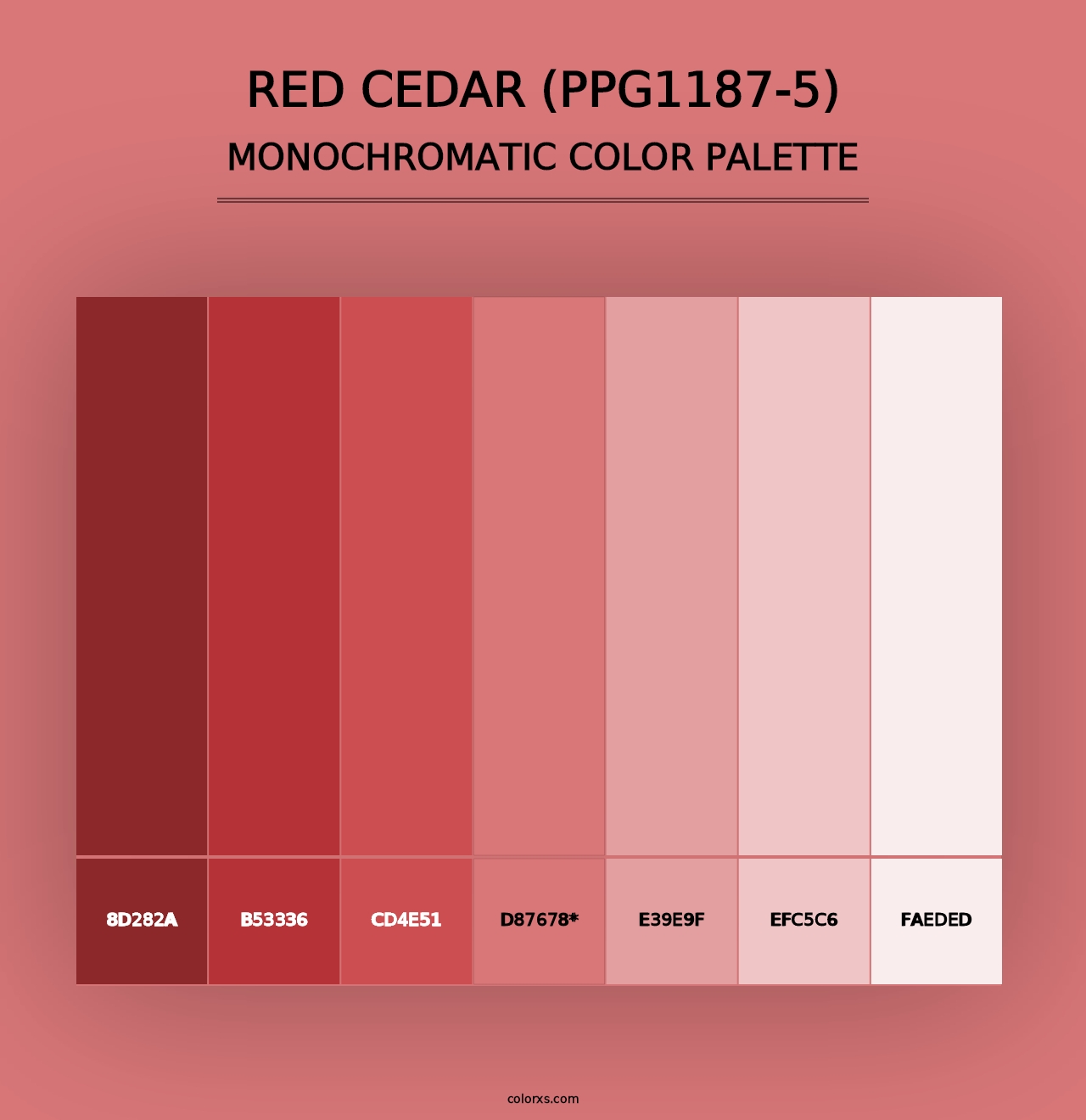 Red Cedar (PPG1187-5) - Monochromatic Color Palette