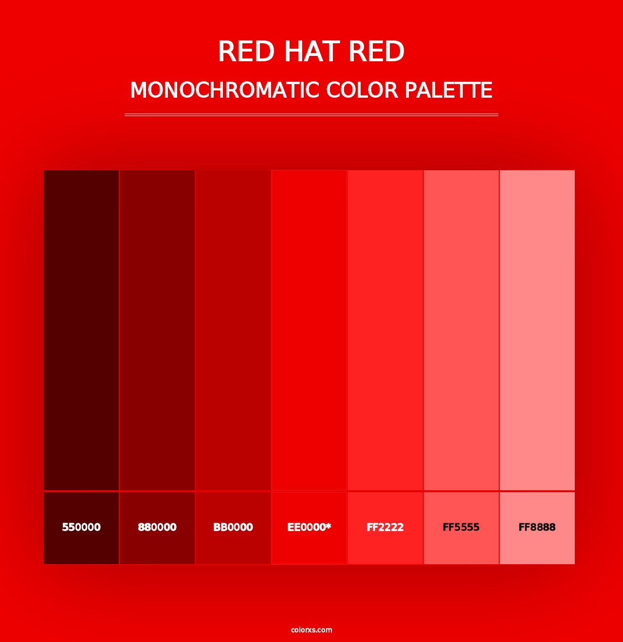 Red Hat Red - Monochromatic Color Palette