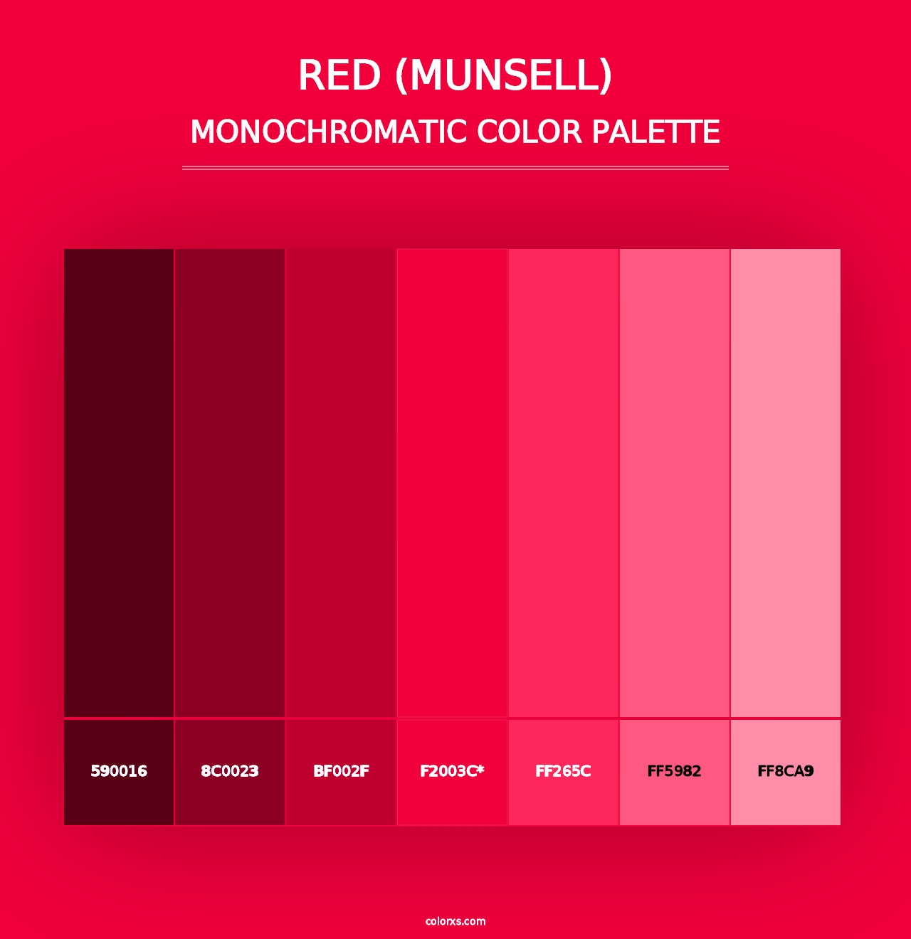 Red (Munsell) - Monochromatic Color Palette