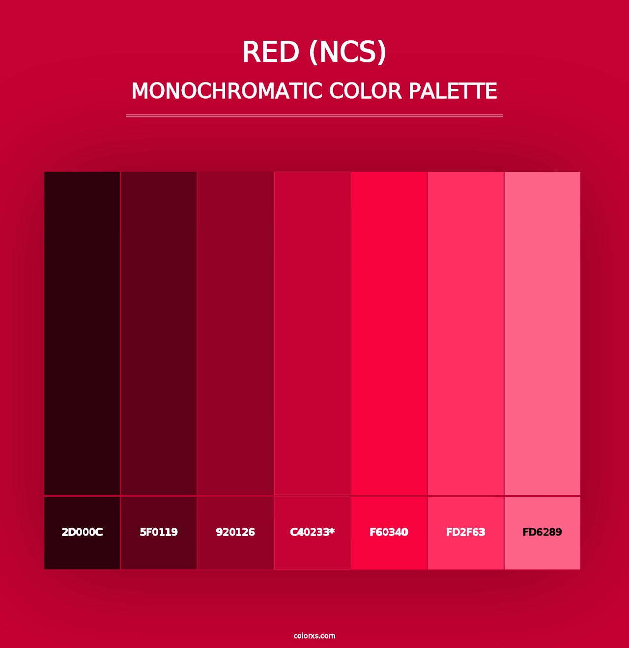 Red (NCS) - Monochromatic Color Palette