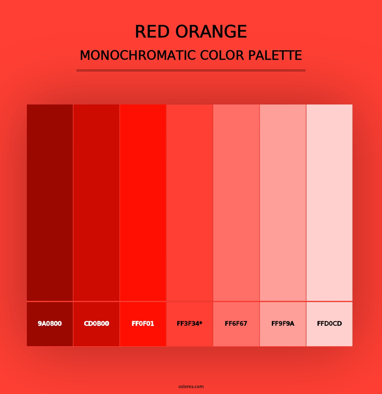 Red Orange - Monochromatic Color Palette