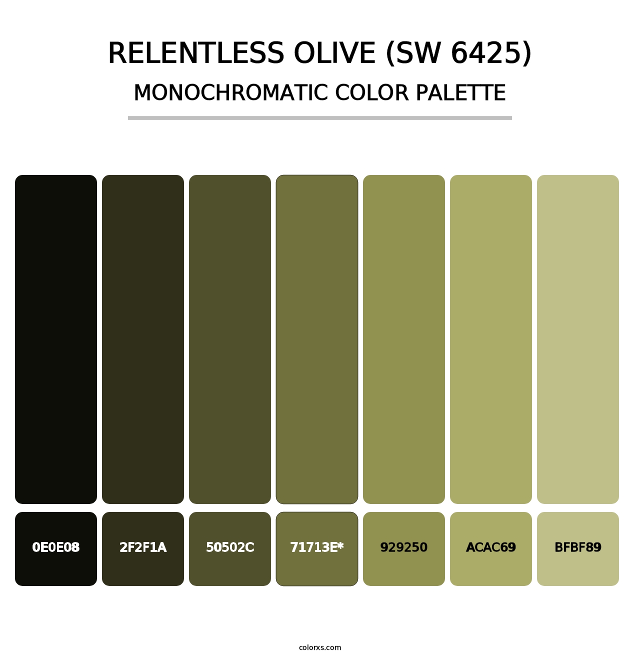 Relentless Olive (SW 6425) - Monochromatic Color Palette