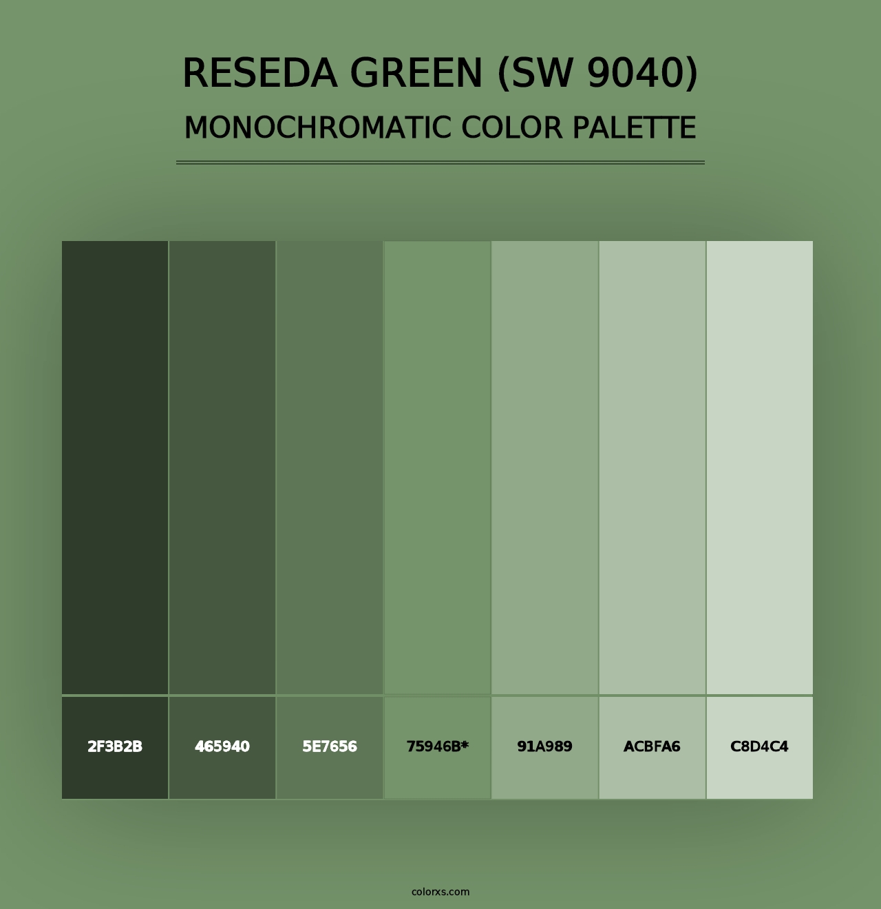 Reseda Green (SW 9040) - Monochromatic Color Palette