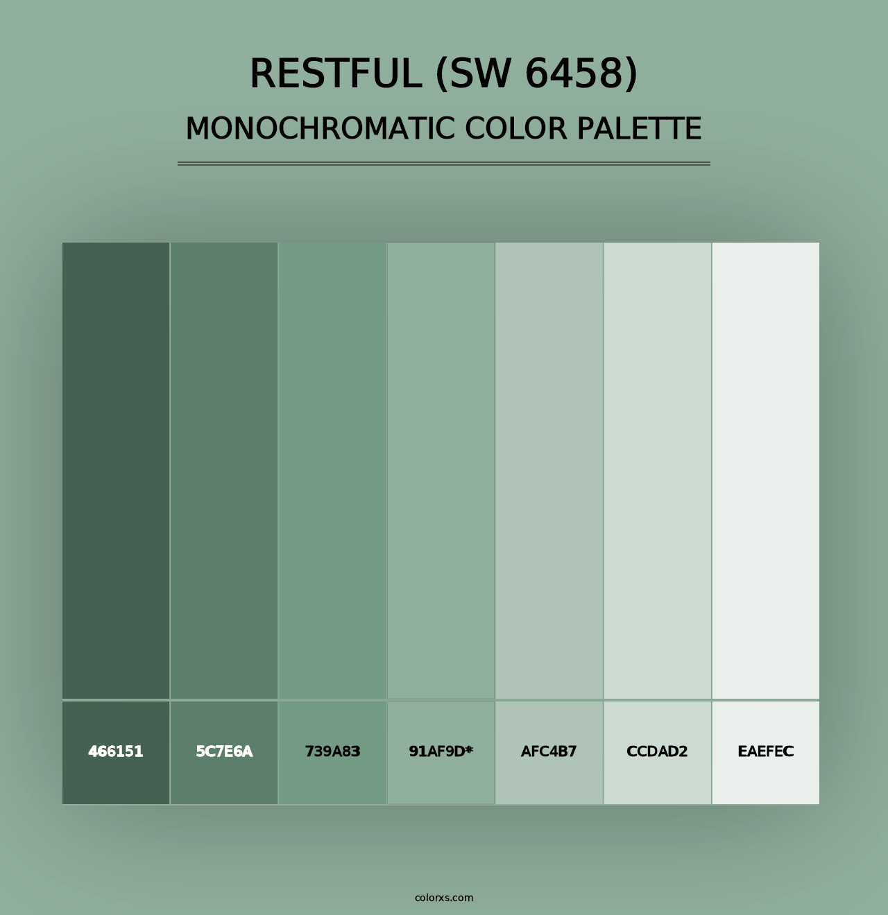 Restful (SW 6458) - Monochromatic Color Palette