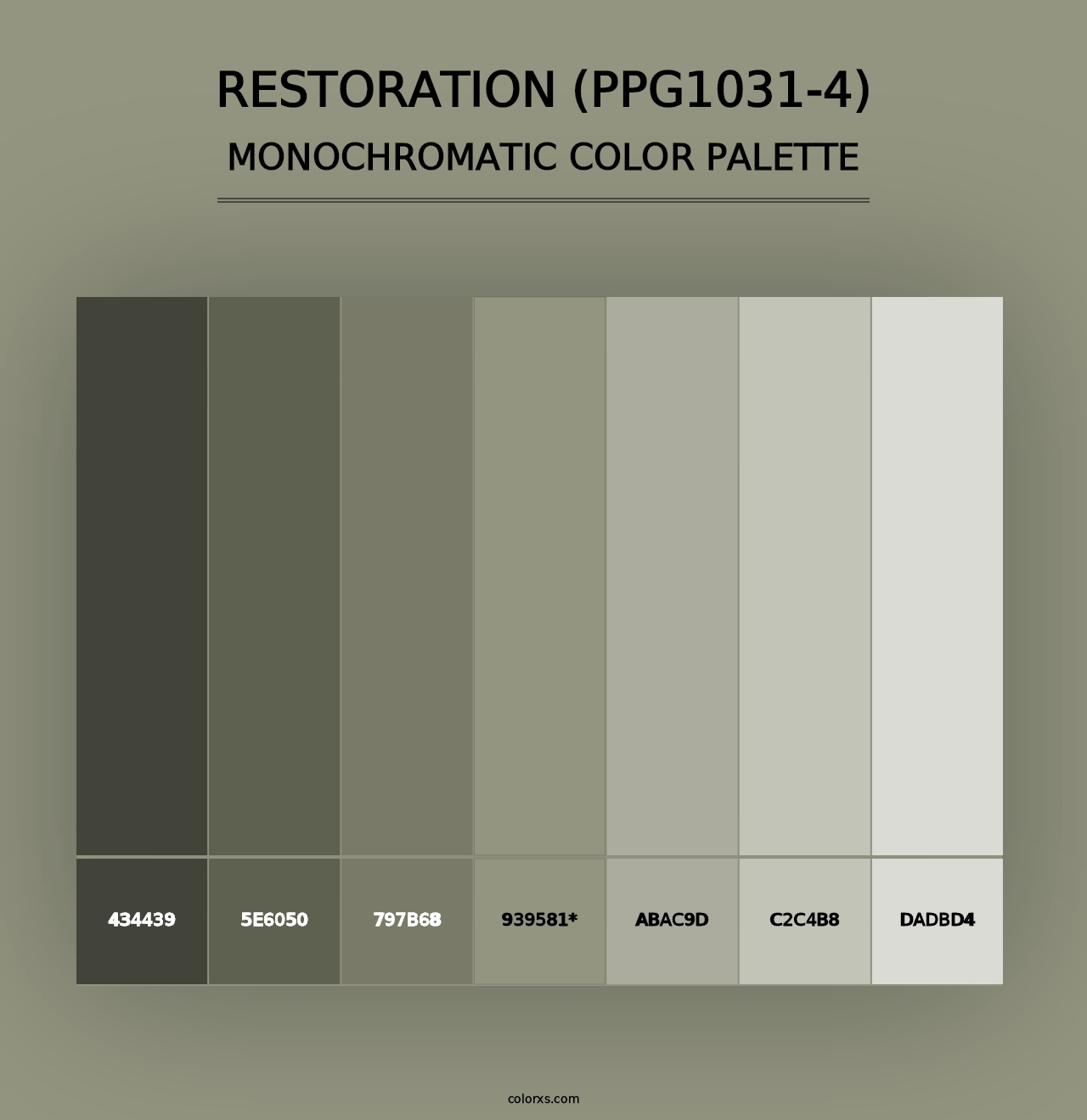 Restoration (PPG1031-4) - Monochromatic Color Palette