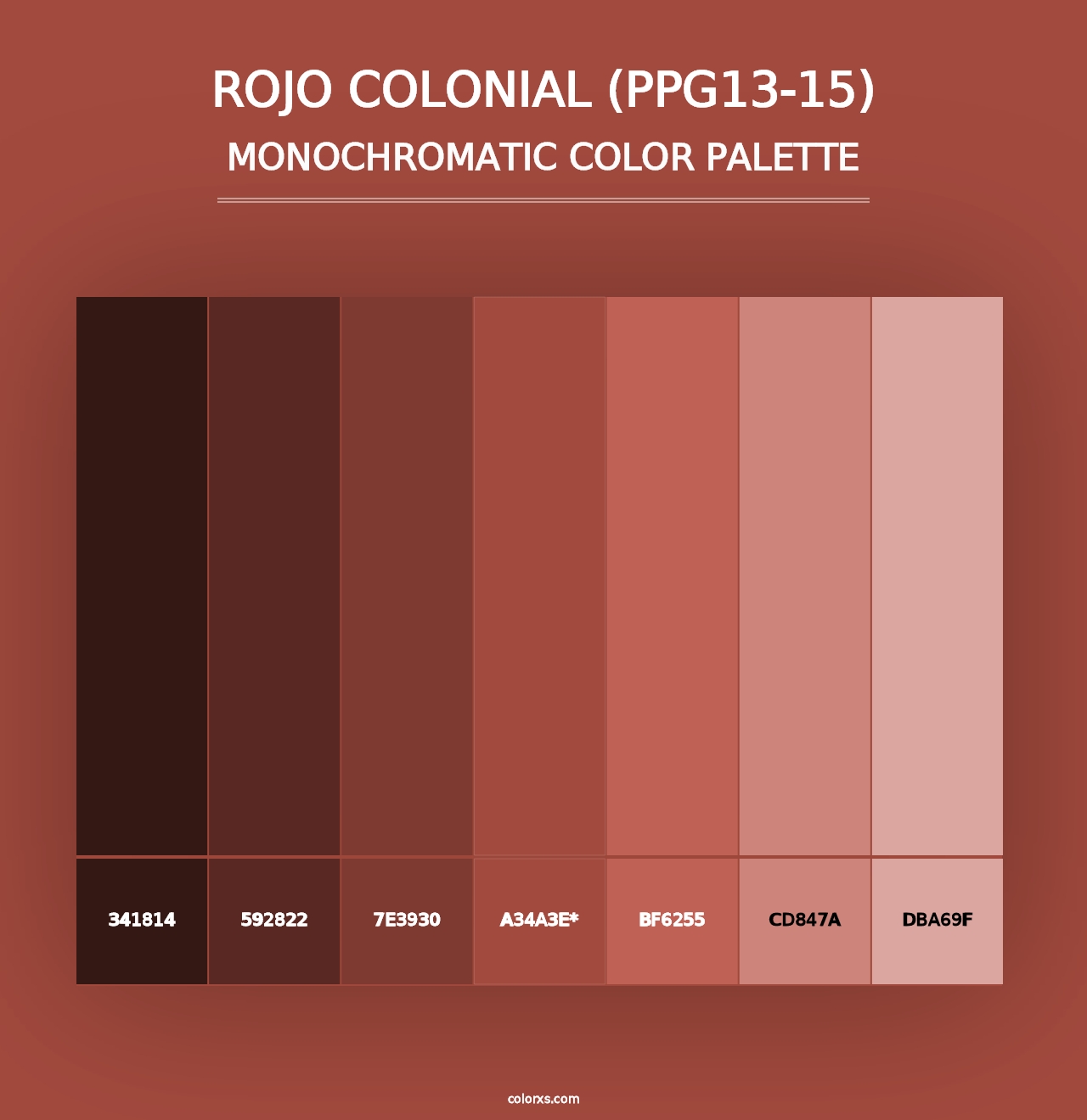 Rojo Colonial (PPG13-15) - Monochromatic Color Palette