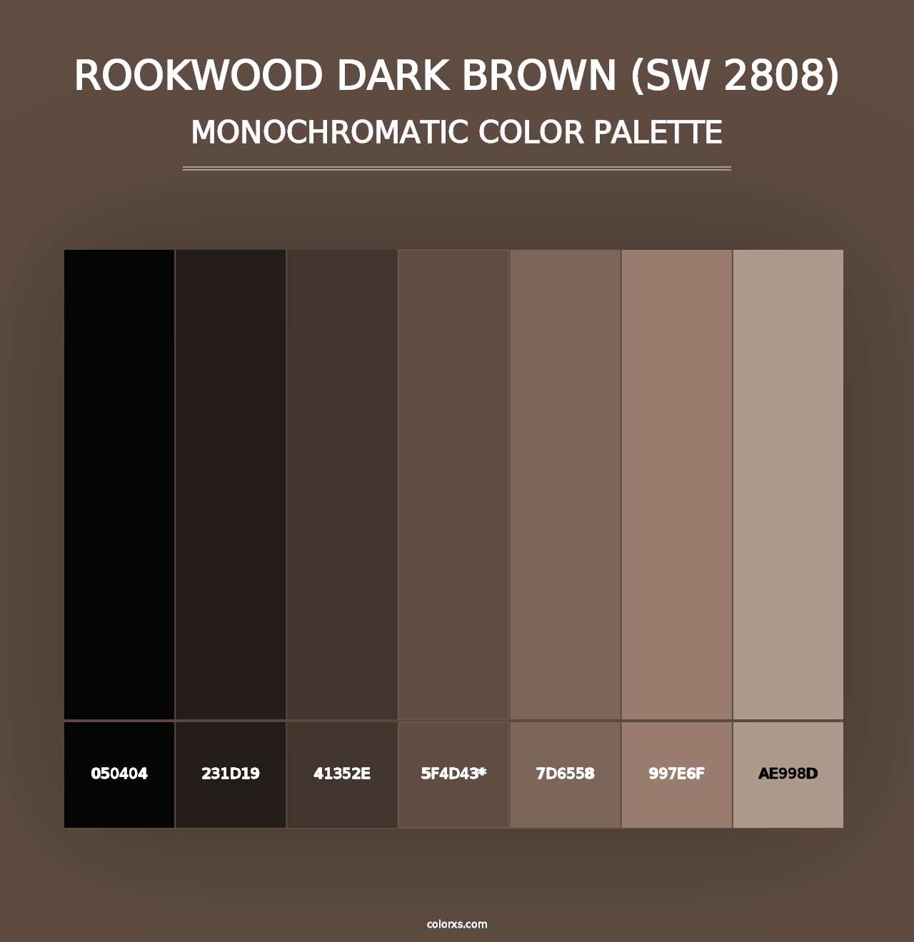 Rookwood Dark Brown (SW 2808) - Monochromatic Color Palette