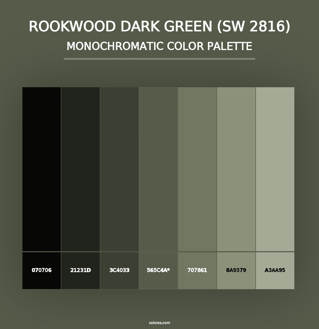 Rookwood Dark Green (SW 2816) - Monochromatic Color Palette