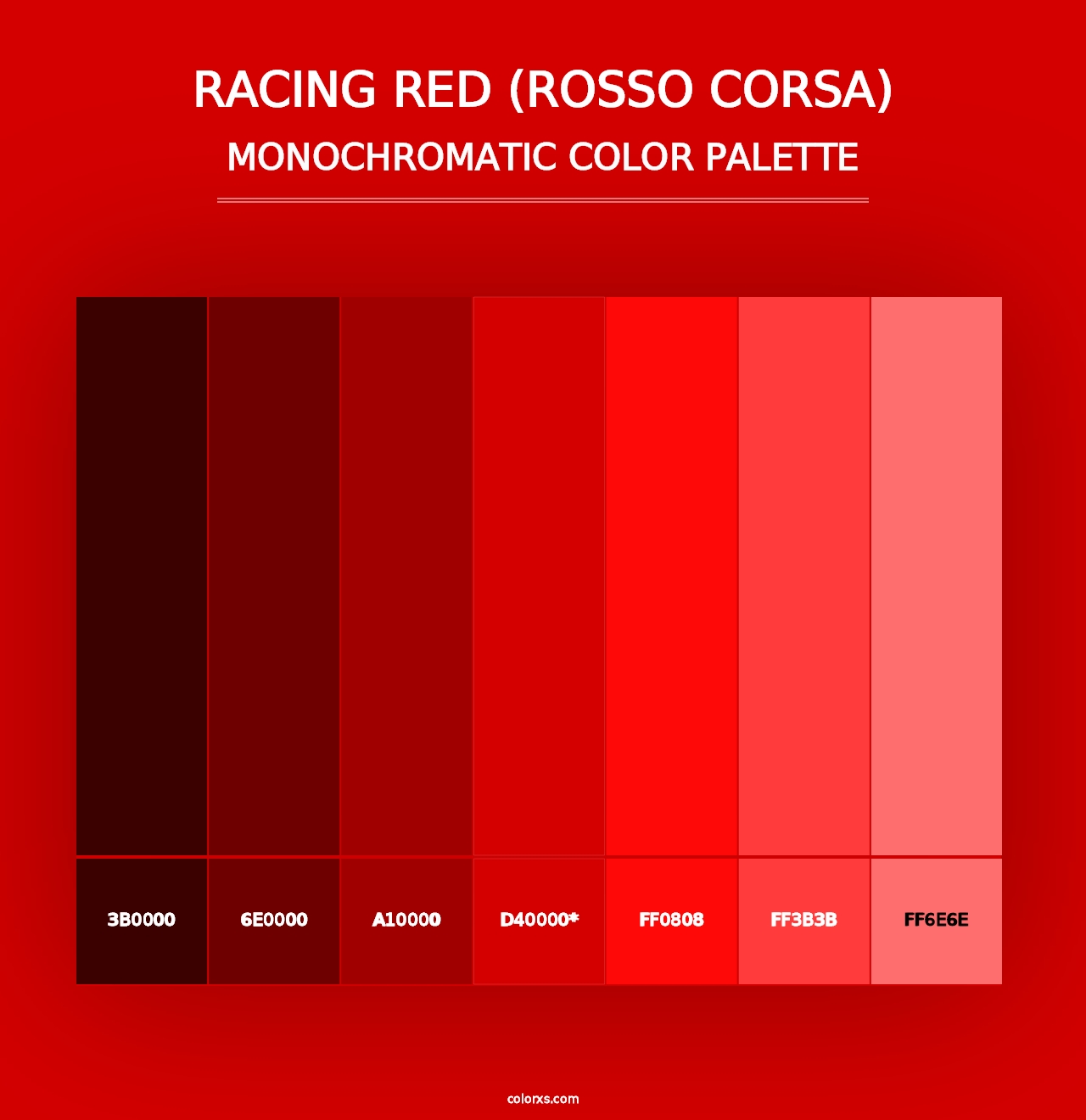 Racing Red (Rosso Corsa) - Monochromatic Color Palette