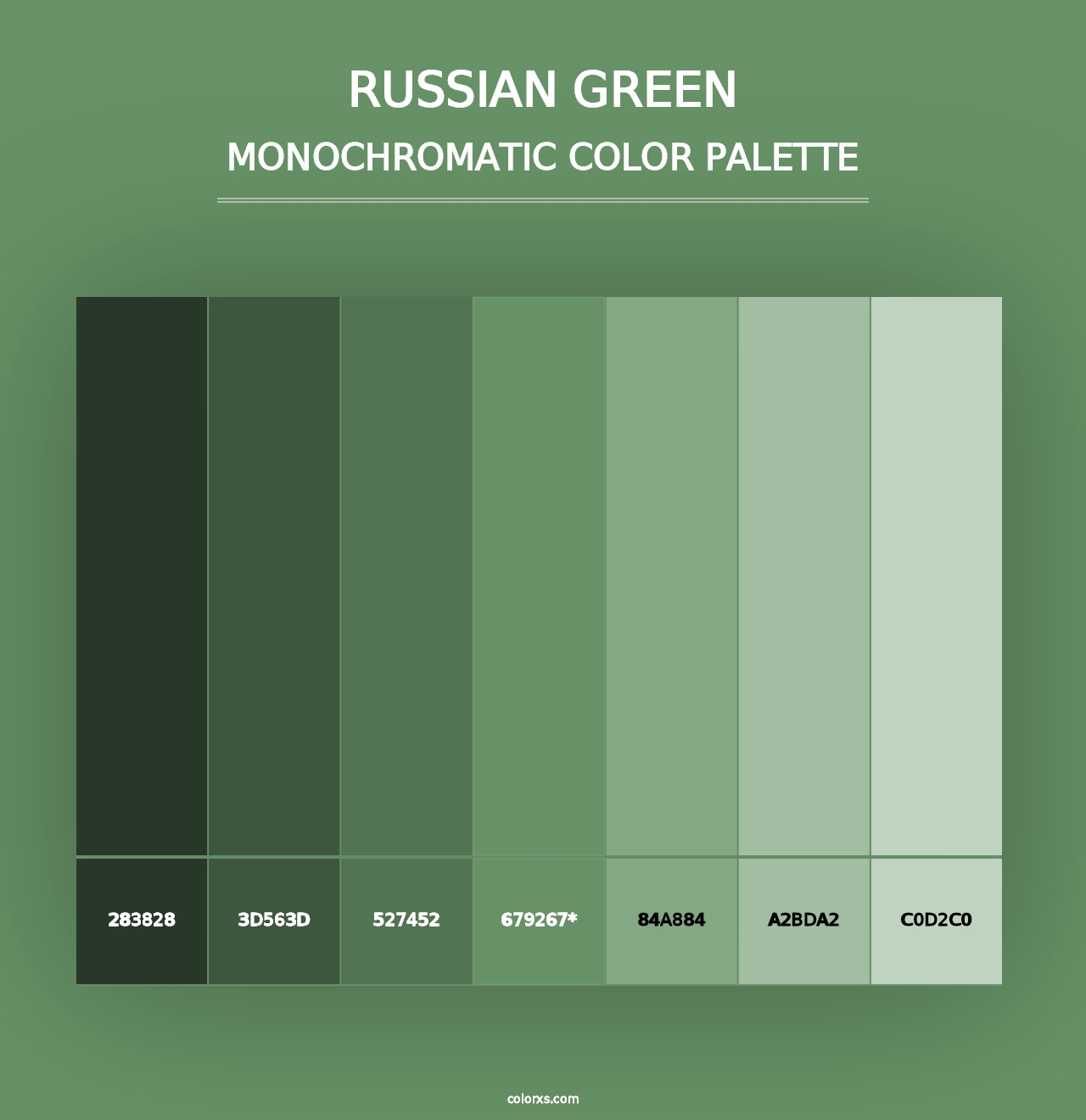 Russian Green - Monochromatic Color Palette