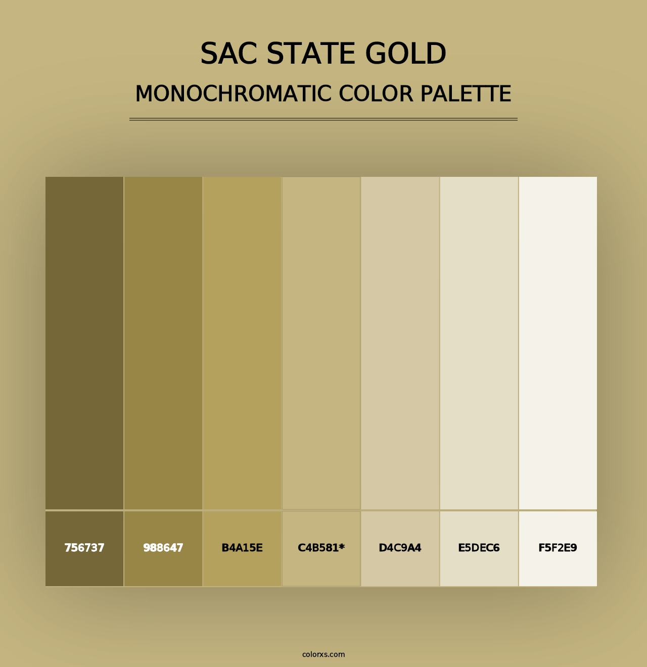 Sac State Gold - Monochromatic Color Palette