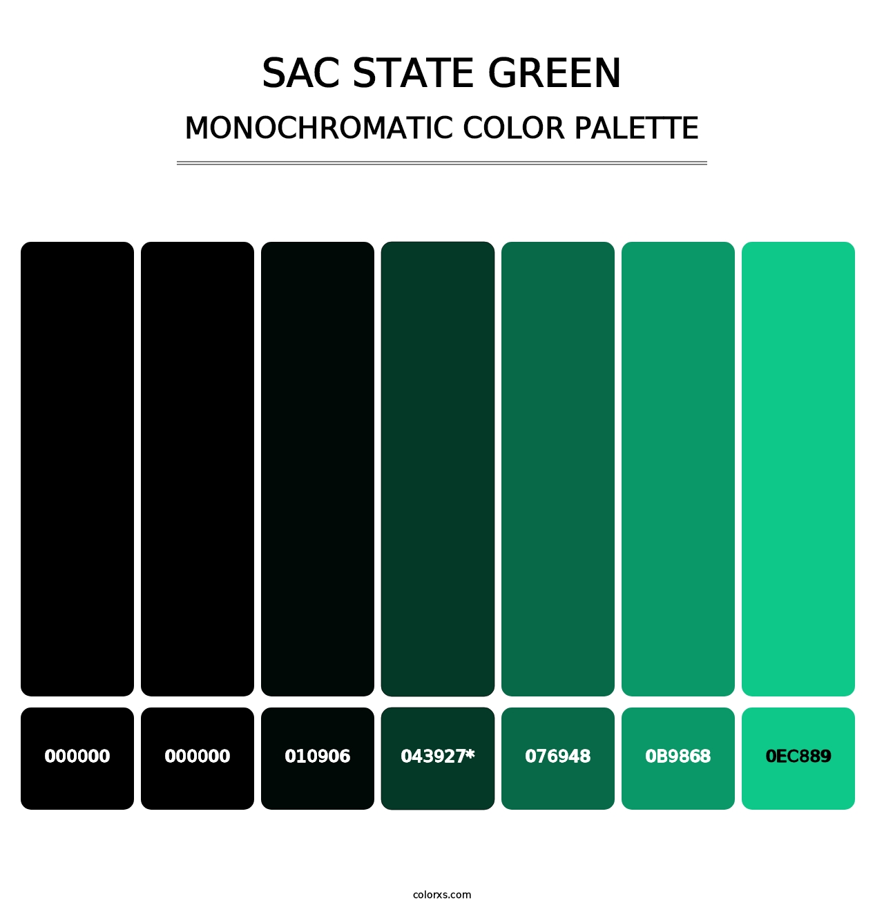 Sac State Green - Monochromatic Color Palette