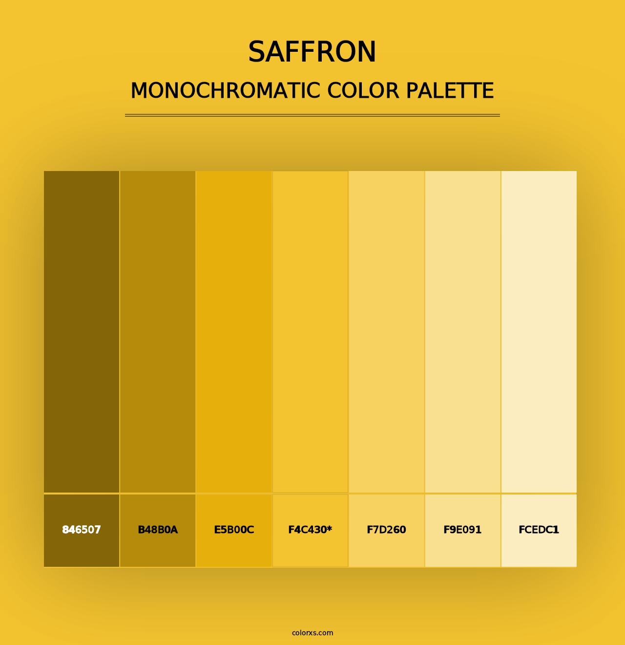 Saffron - Monochromatic Color Palette