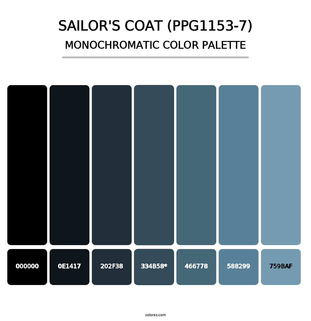 Sailor's Coat (PPG1153-7) - Monochromatic Color Palette